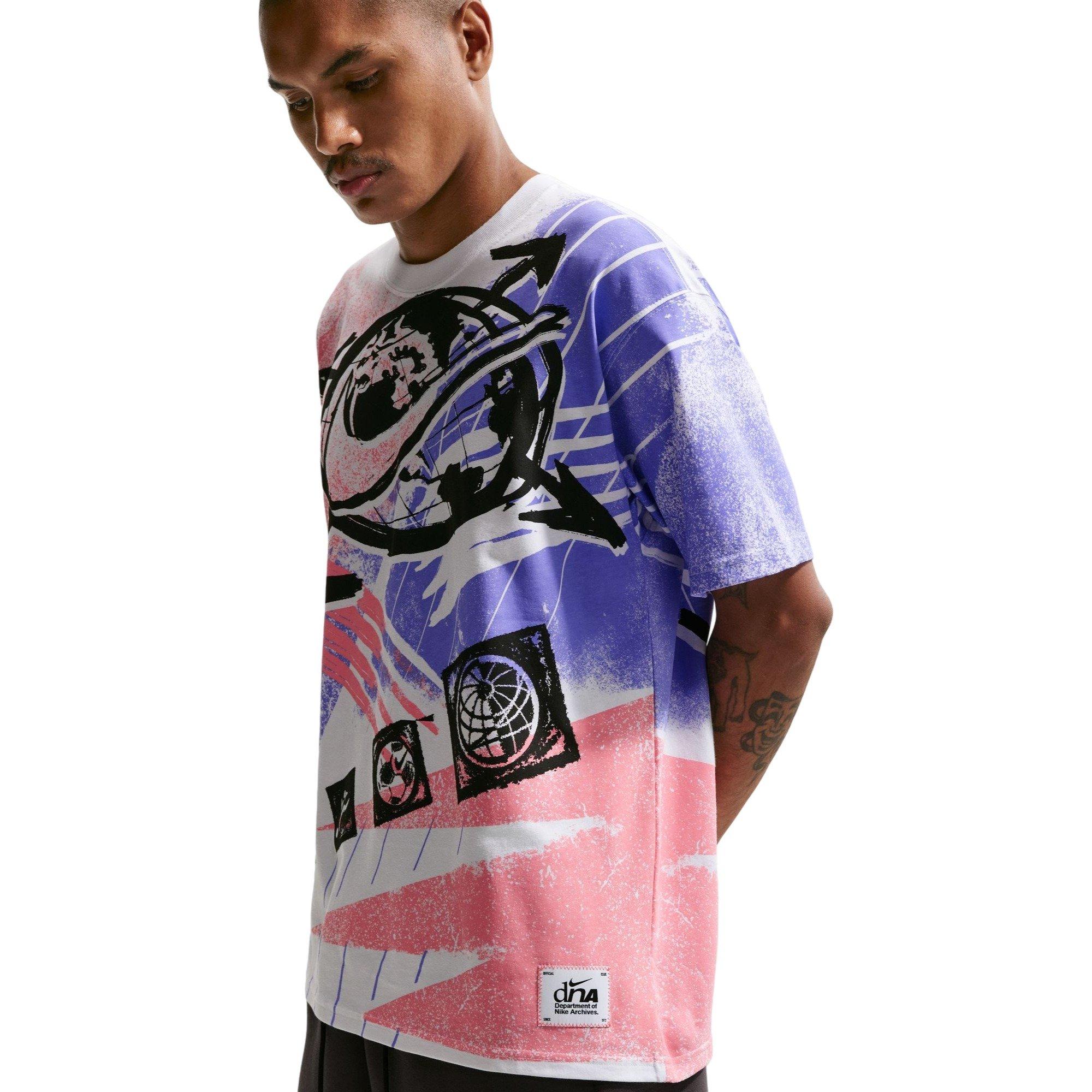 Nike Men's Sportswear Tee-White/Red/Blue - WHITE/RED/BLUE Thumbnail View 5