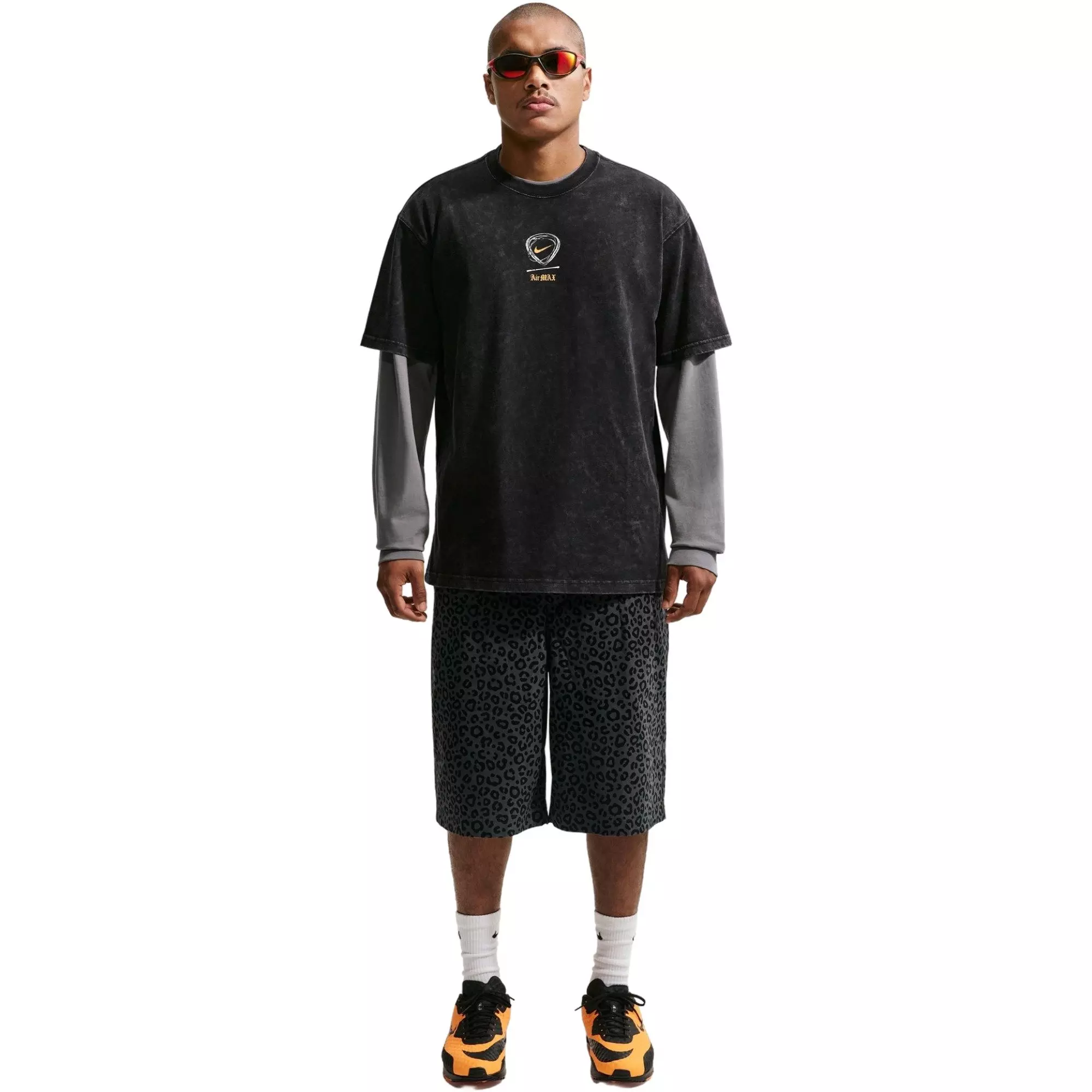 Nike Men's Sportswear Tee-Black Orange - BLACK/ORANGE