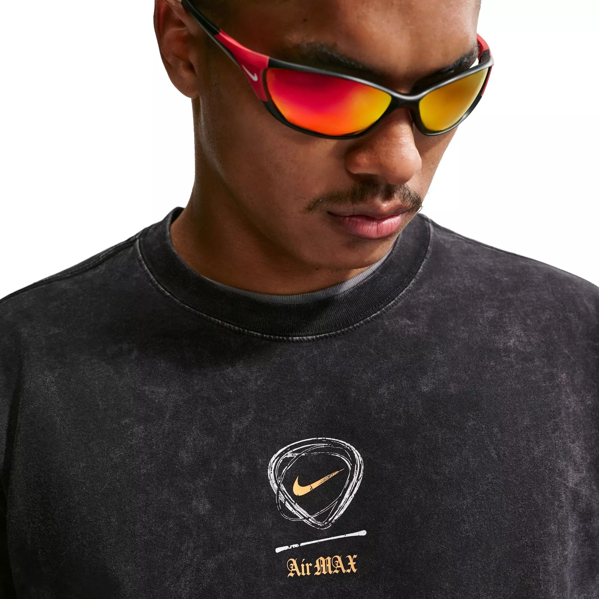 Nike Men's Sportswear Tee - Black Orange - BLACK/ORANGE