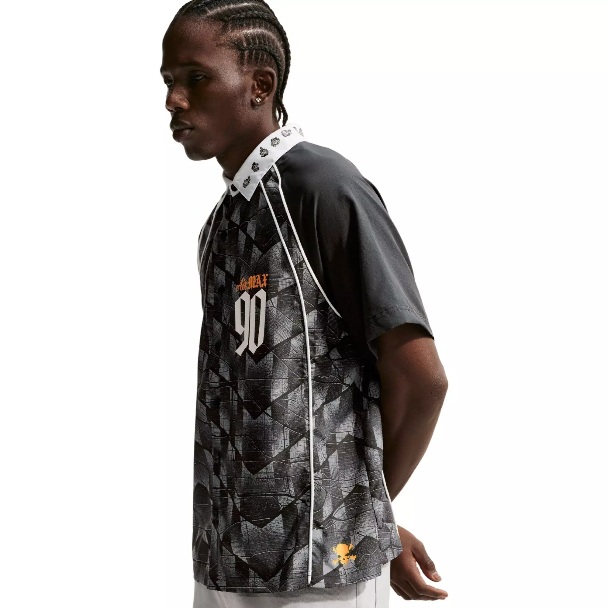 Nike SB Men's Dri-FIT Bowler Skate Top - BLACK/ORANGE