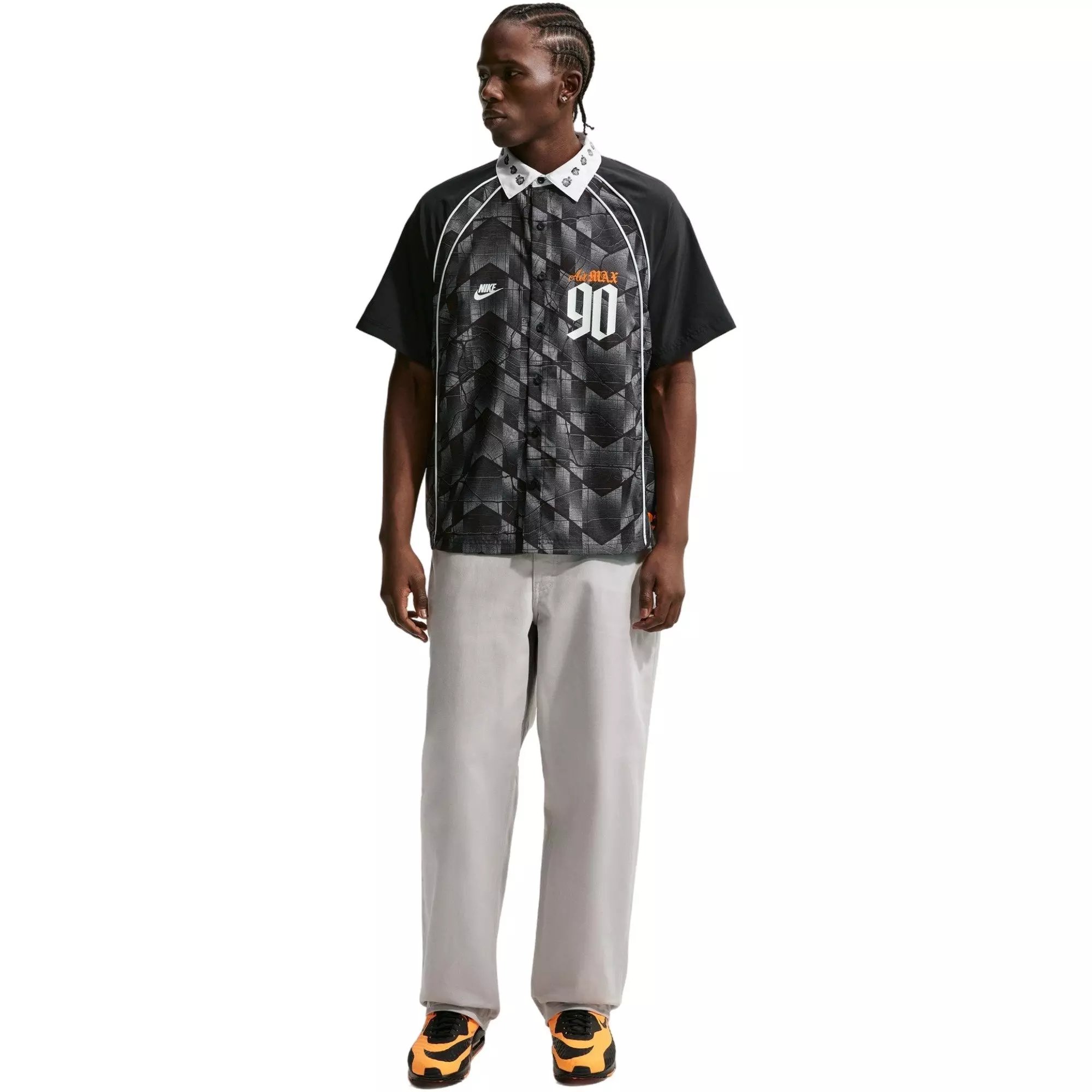 Nike SB Men's Dri-FIT Bowler Skate Top - BLACK/ORANGE