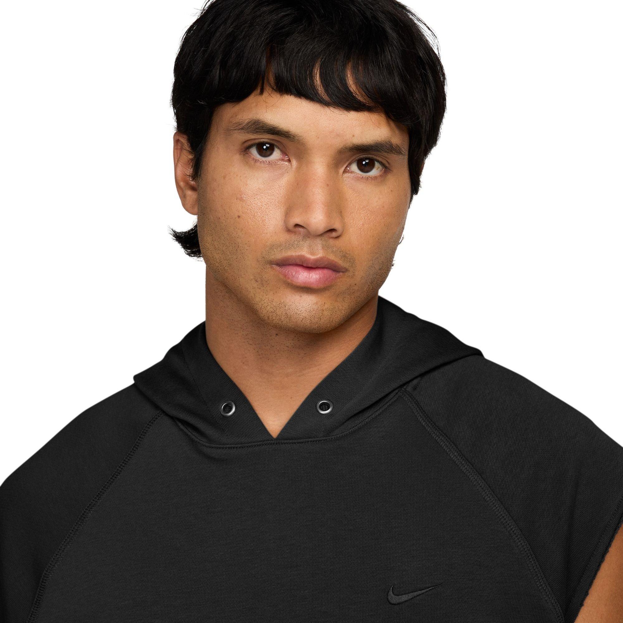 Nike Men's NAC Dri-FIT Fleece Sleeveless Training Hoodie - BLACK Thumbnail View 3