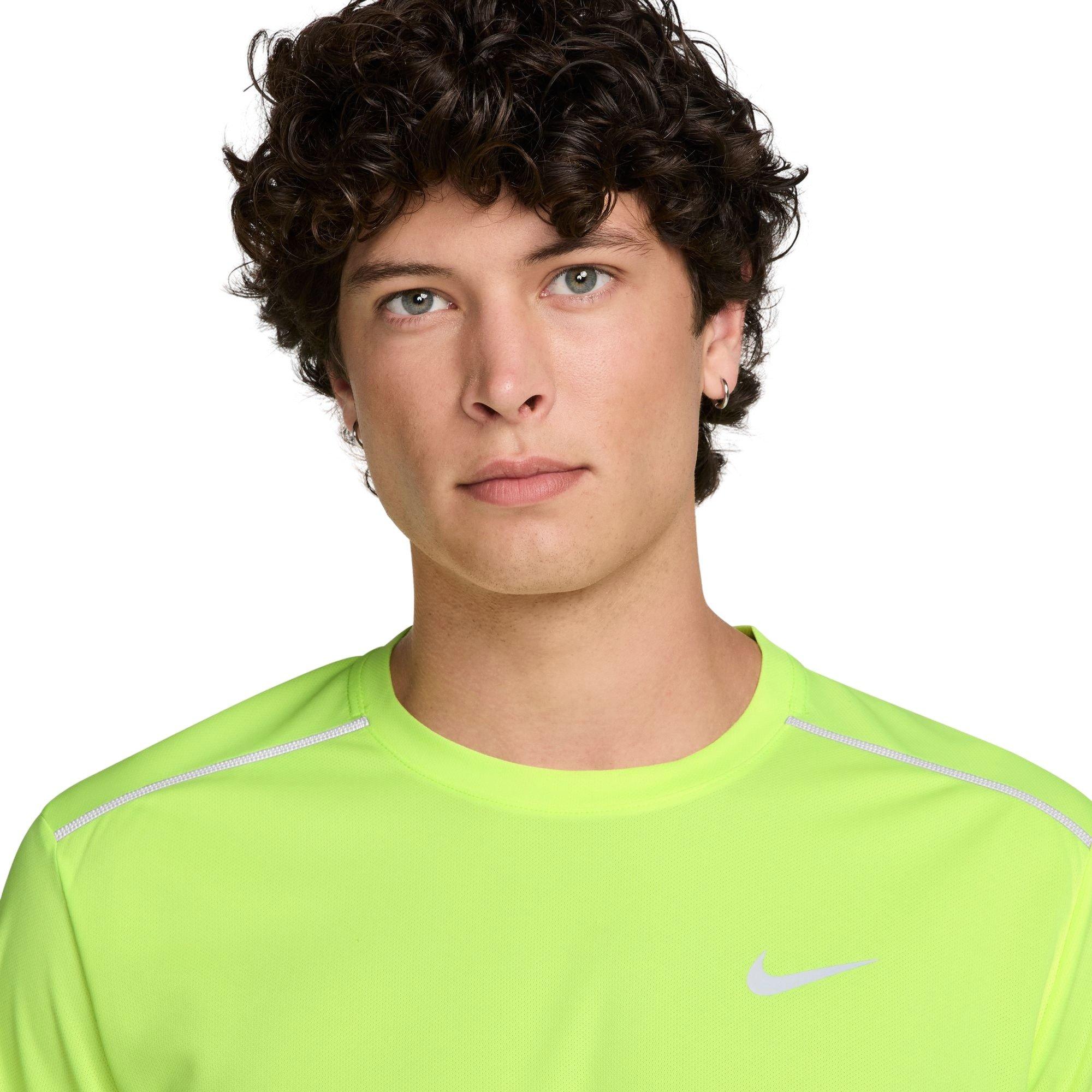 Nike Men's Miler Dri-FIT UV Short-Sleeve Running Top - Volt - VOLT Thumbnail View 3