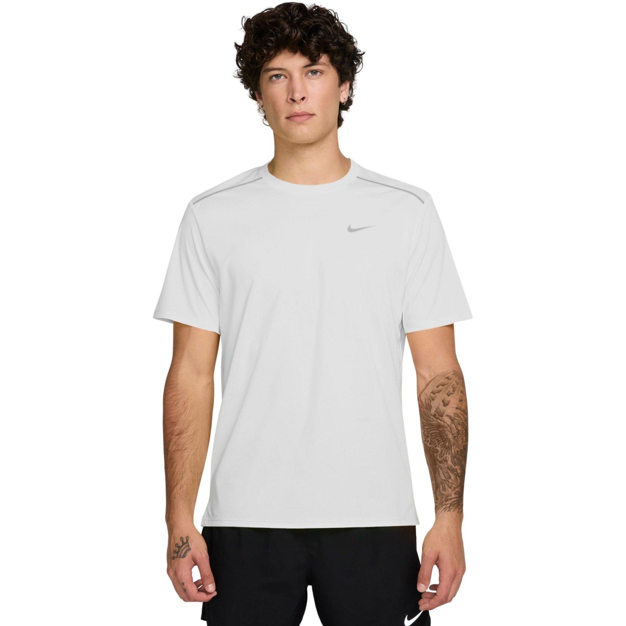 Nike Men's Miler Dri-FIT UV Short-Sleeve Running Top - White - WHITE Thumbnail View 1