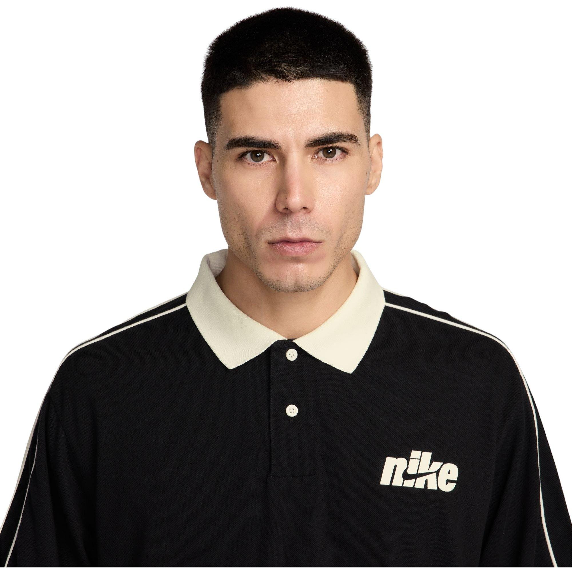 Nike Men's Sportswear Club Short-Sleeve Polo - BLACK/WHITE Thumbnail View 3