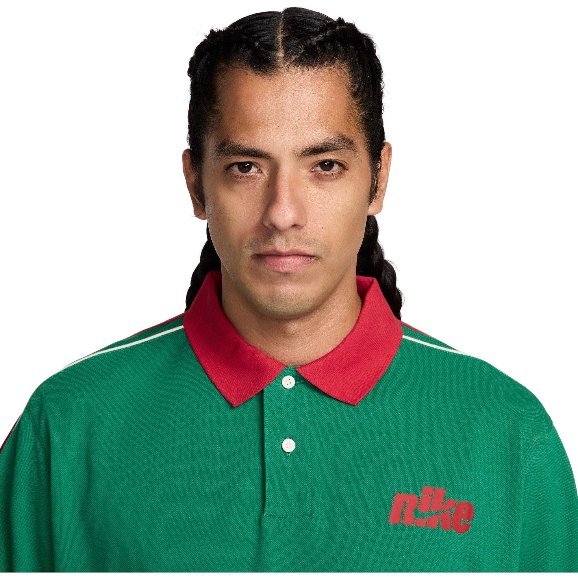 Nike Men's Sportswear Club Short-Sleeve Polo-Green/Red - GREEN/RED Thumbnail View 3
