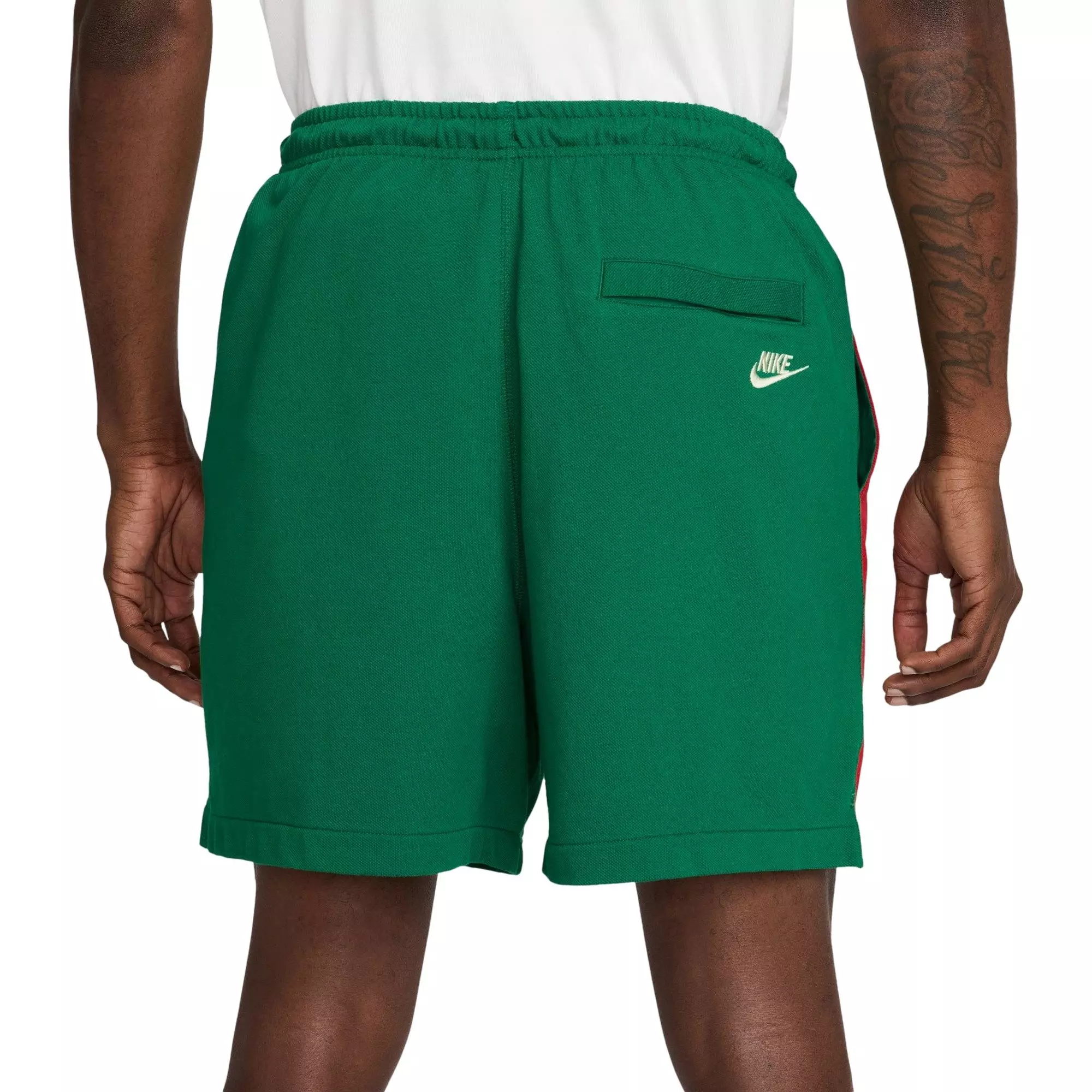 Nike Men's Sportswear Club Knit Flow Shorts-Green/Red - GREEN/RED