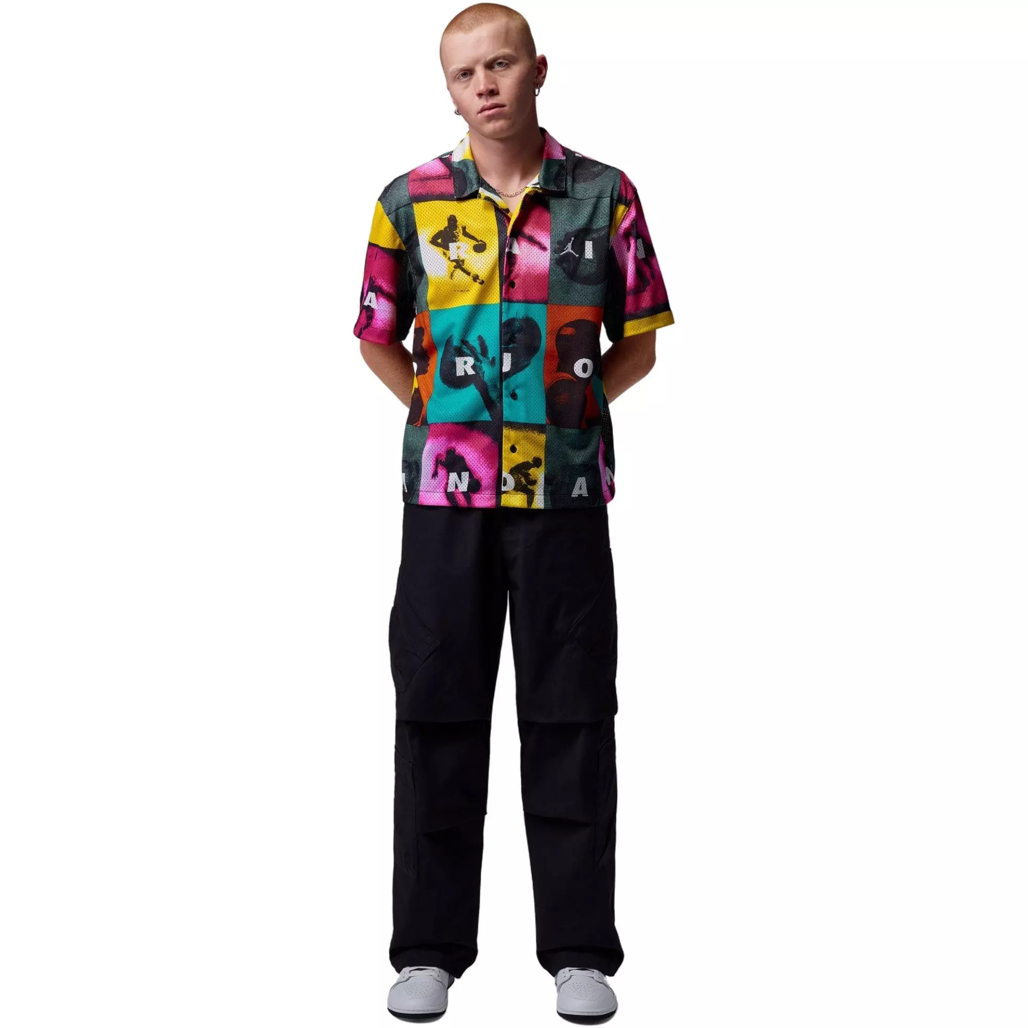 Jordan Men's Brooklyn All-Over Print Mesh Shirt - MULTI-COLOR