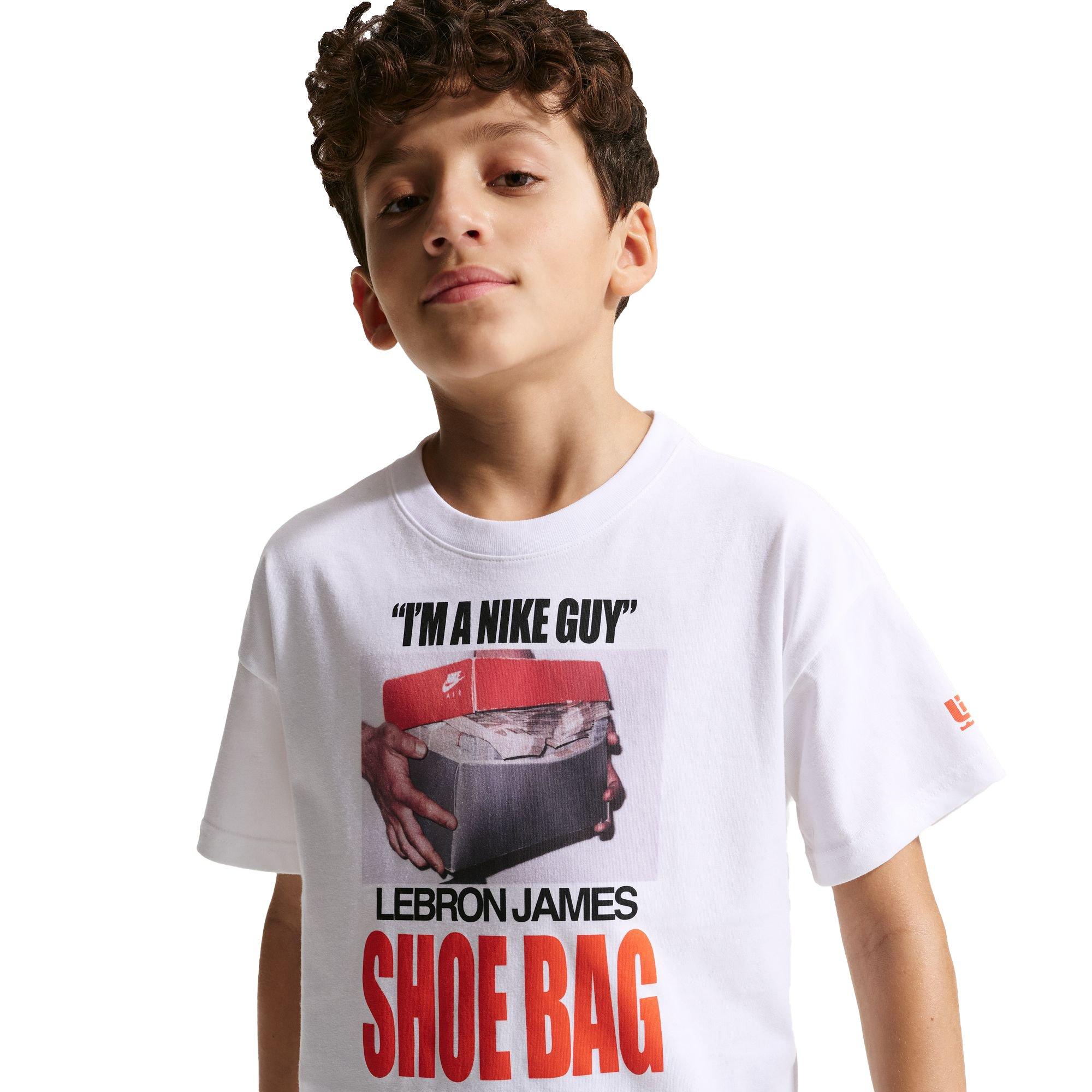 Nike LeBron "Shoe Bag" Big Kids' Basketball T-Shirt - WHITE Thumbnail View 1