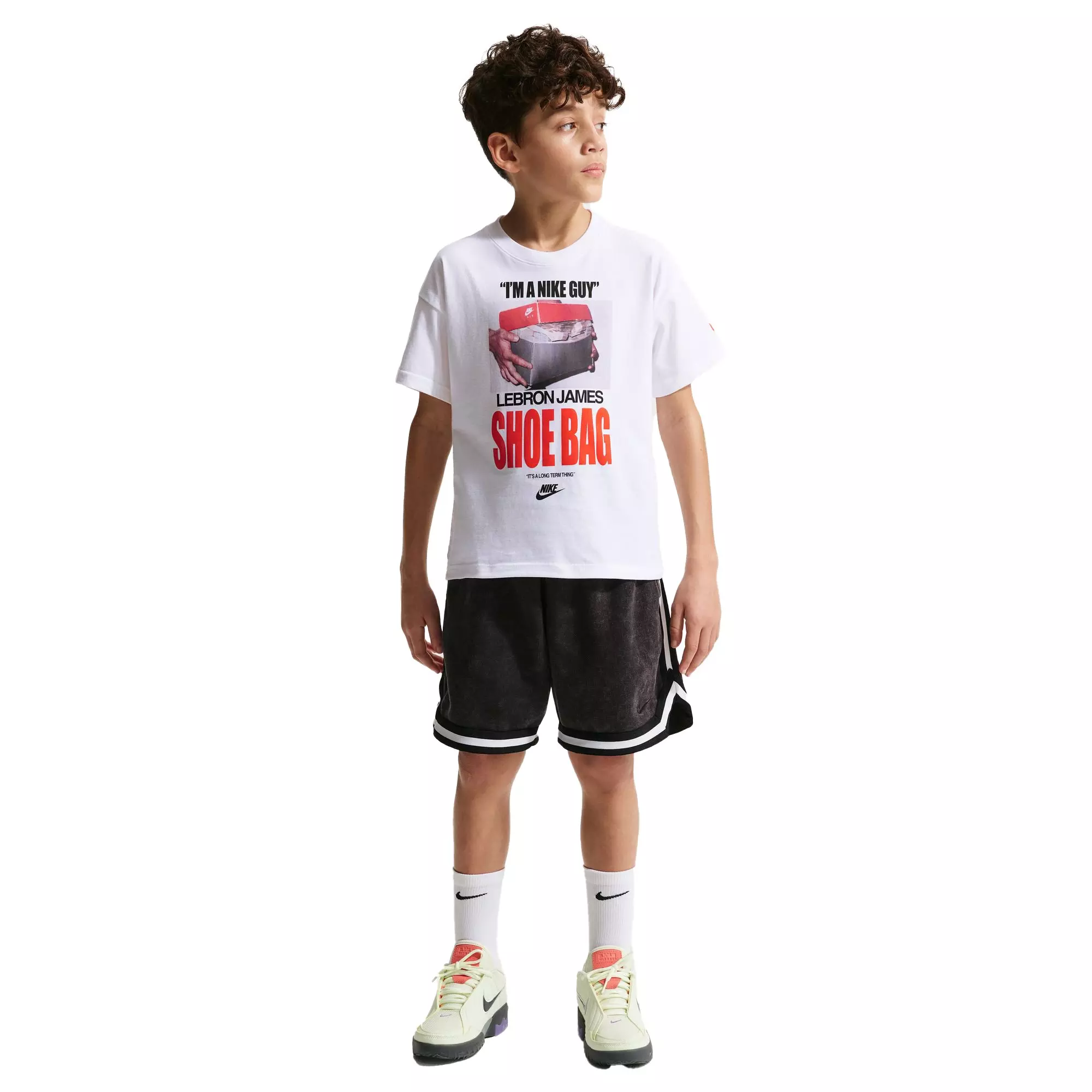 Nike LeBron "Shoe Bag" Big Kids' Basketball T-Shirt - WHITE