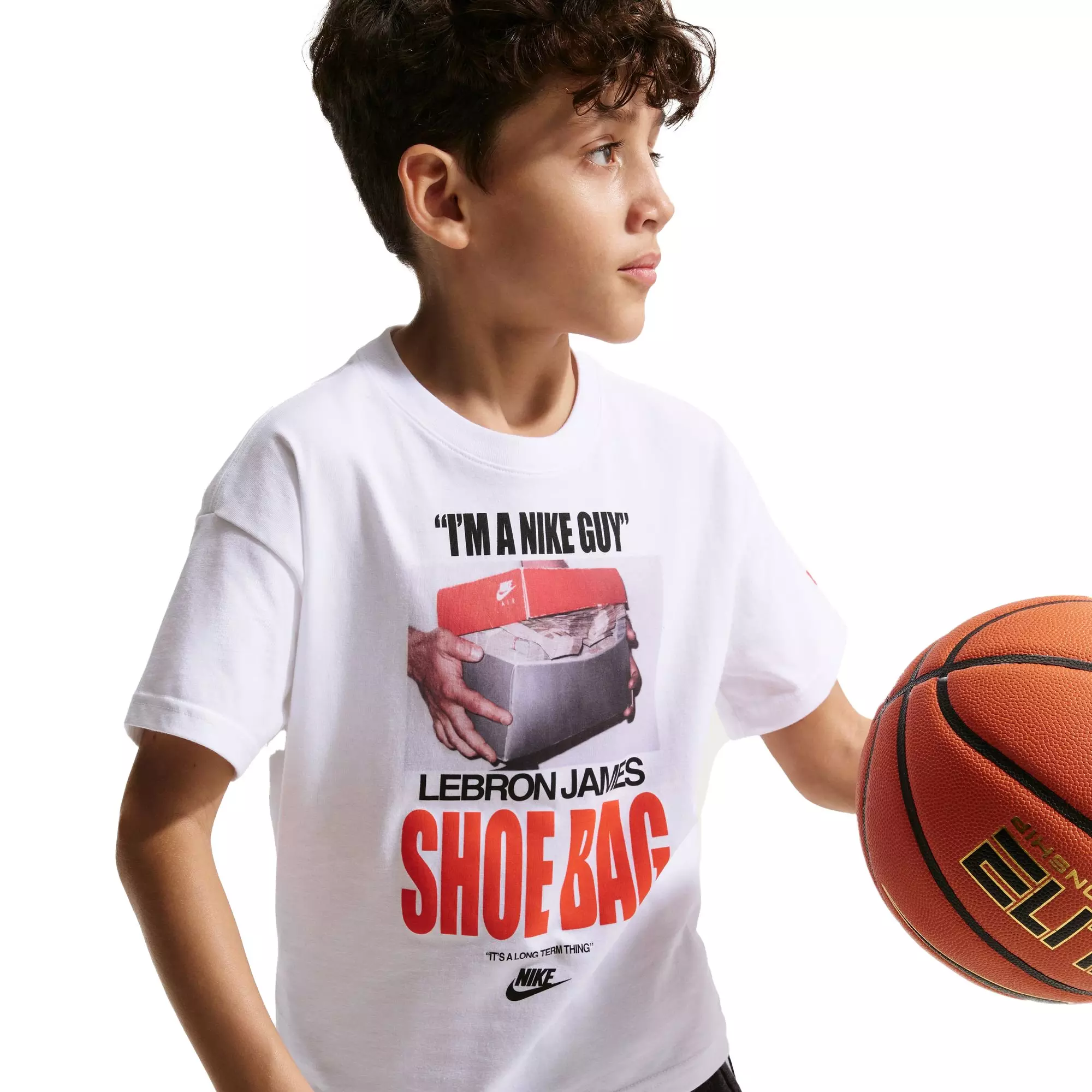 Nike LeBron "Shoe Bag" Big Kids' Basketball T-Shirt - WHITE