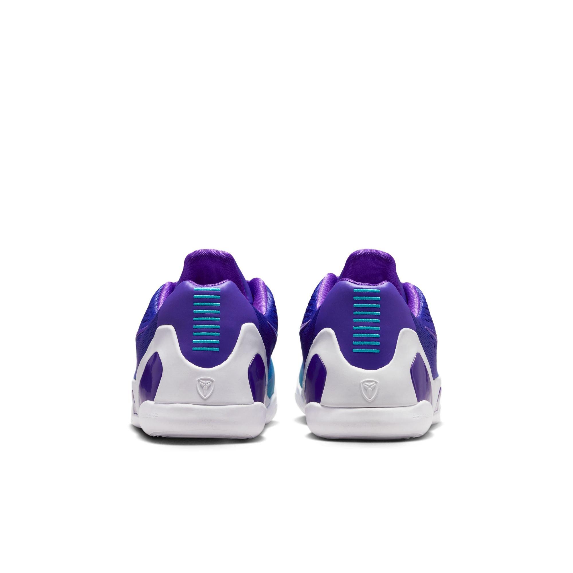 Nike Kobe IX Low EM "Charlotte" Grade School Kids' Basketball Shoe - FIERCE PURPLE/BLUE LAGOON/WHITE Thumbnail View 10