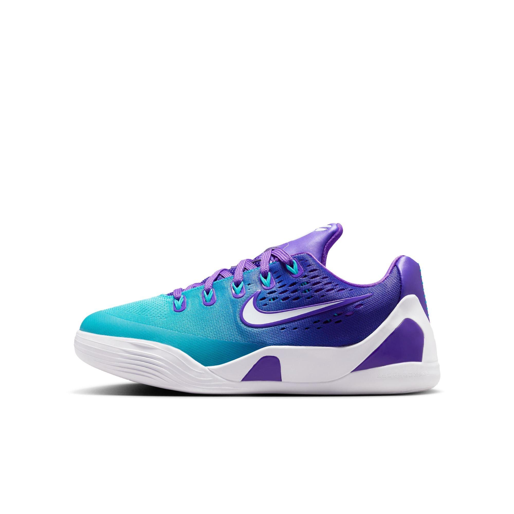 Nike Kobe IX Low EM "Charlotte" Grade School Kids' Basketball Shoe - FIERCE PURPLE/BLUE LAGOON/WHITE Thumbnail View 8