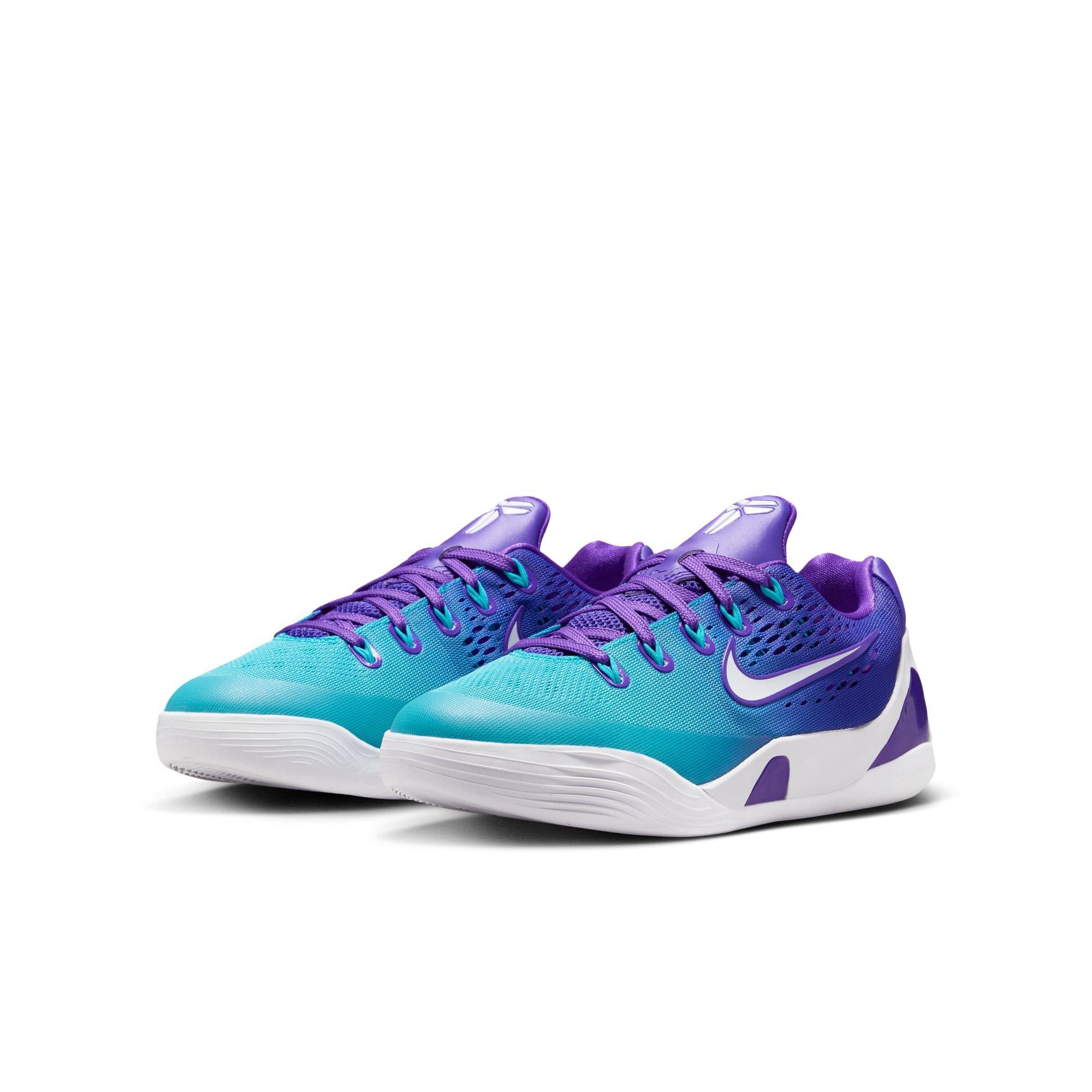 Nike Kobe IX Low EM "Charlotte" Grade School Kids' Basketball Shoe - FIERCE PURPLE/BLUE LAGOON/WHITE Thumbnail View 4