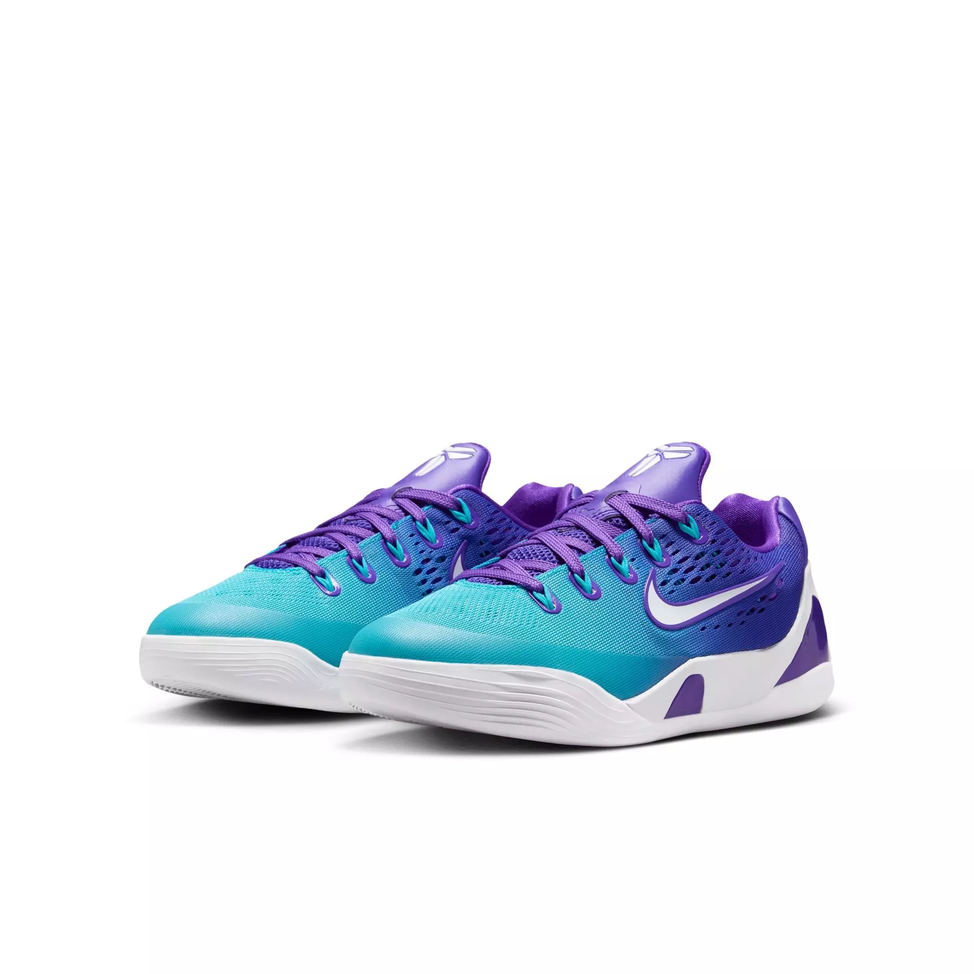 Nike Kobe IX Low EM "Charlotte" Grade School Kids' Basketball Shoe - FIERCE PURPLE/BLUE LAGOON/WHITE