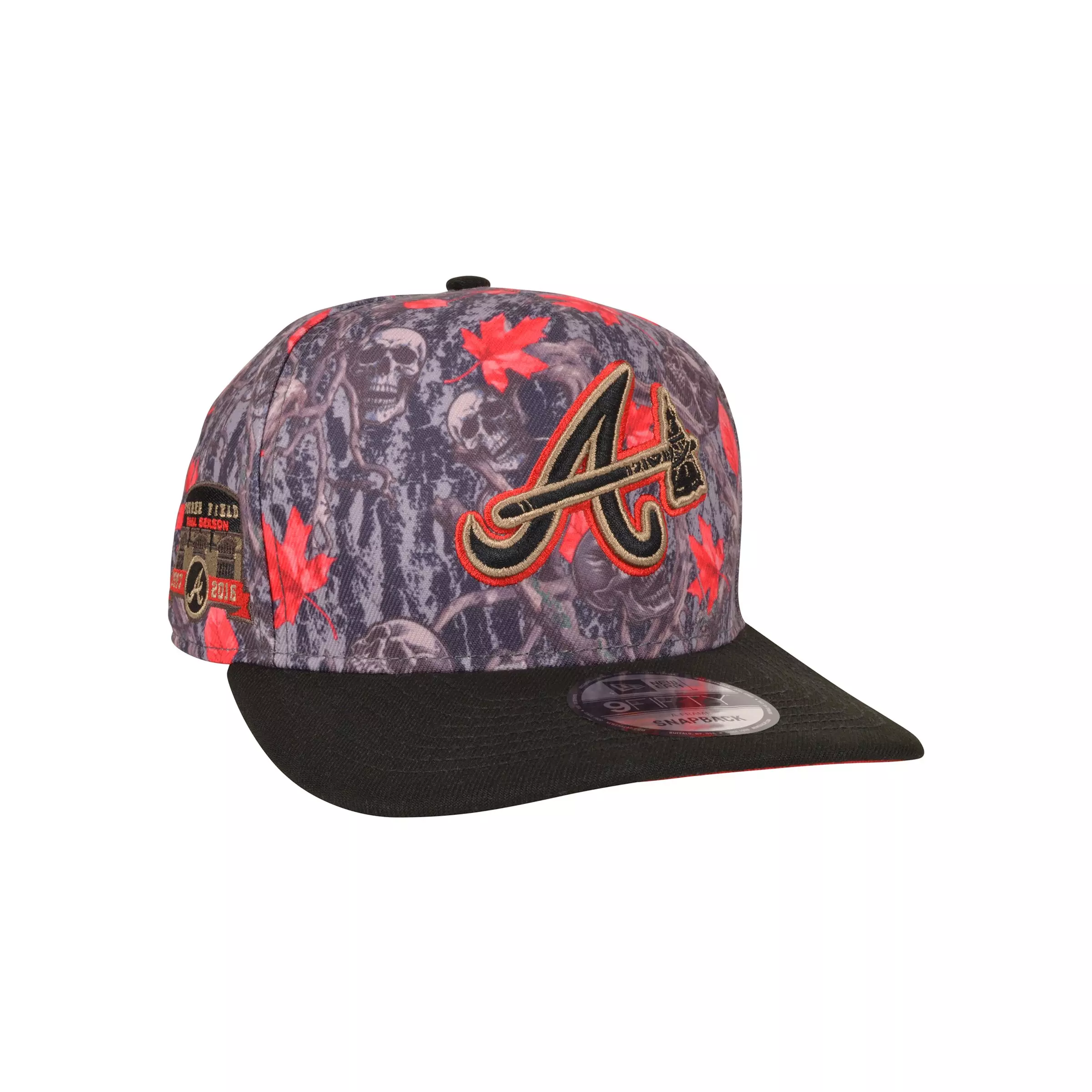 New Era Atlanta Braves 9FIFTY A-Frame Skull Camo Snapback Hat-Red - RED