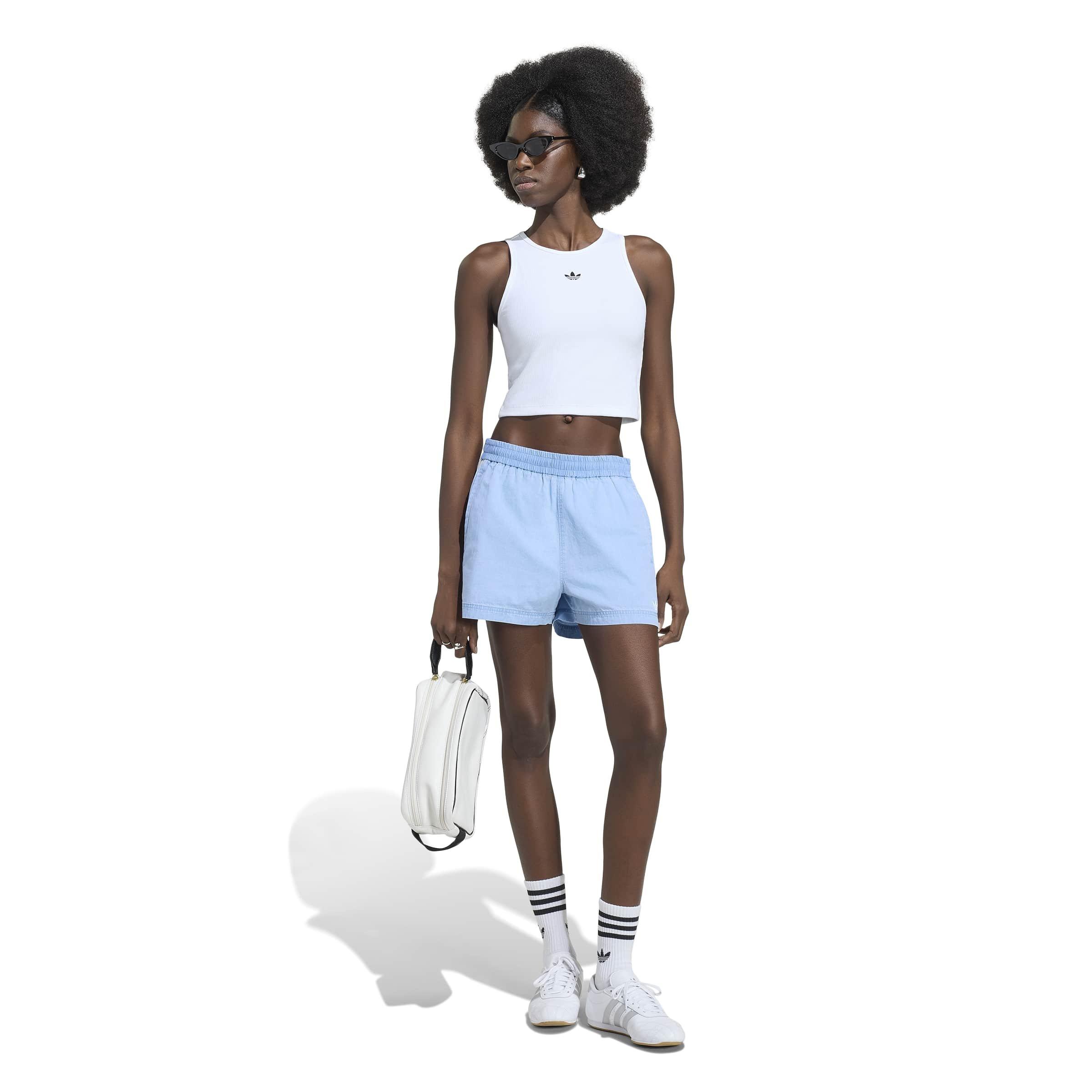adidas Originals Women's Summer Glow Denim Shorts - DENIM Thumbnail View 5