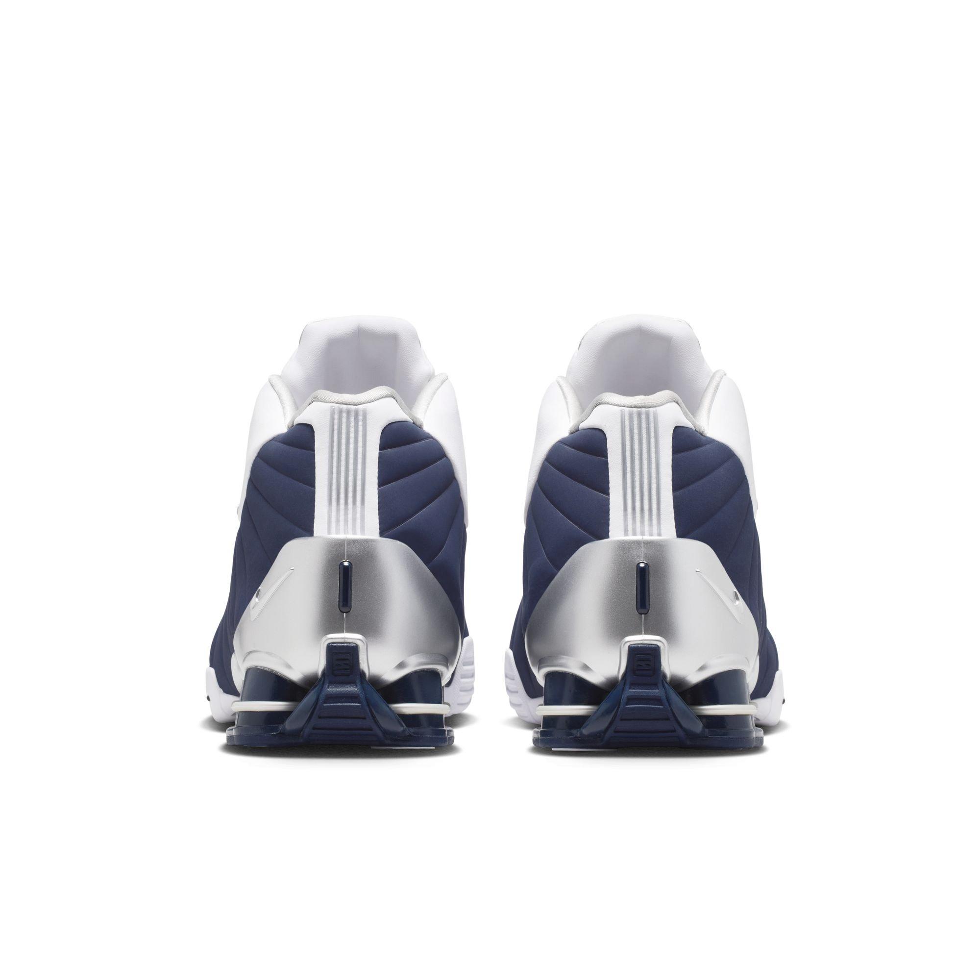 Nike Shox BB4 "Dunk of Death" Men's Basketball Shoe - WHITE/MIDNIGHT NAVY/METALLIC SILVER Thumbnail View 10