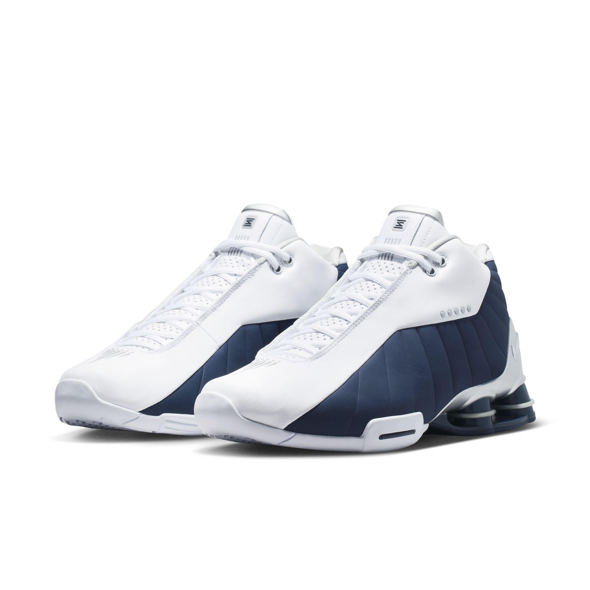 Nike Shox BB4 "Dunk of Death" Men's Basketball Shoe - WHITE/MIDNIGHT NAVY/METALLIC SILVER Thumbnail View 4