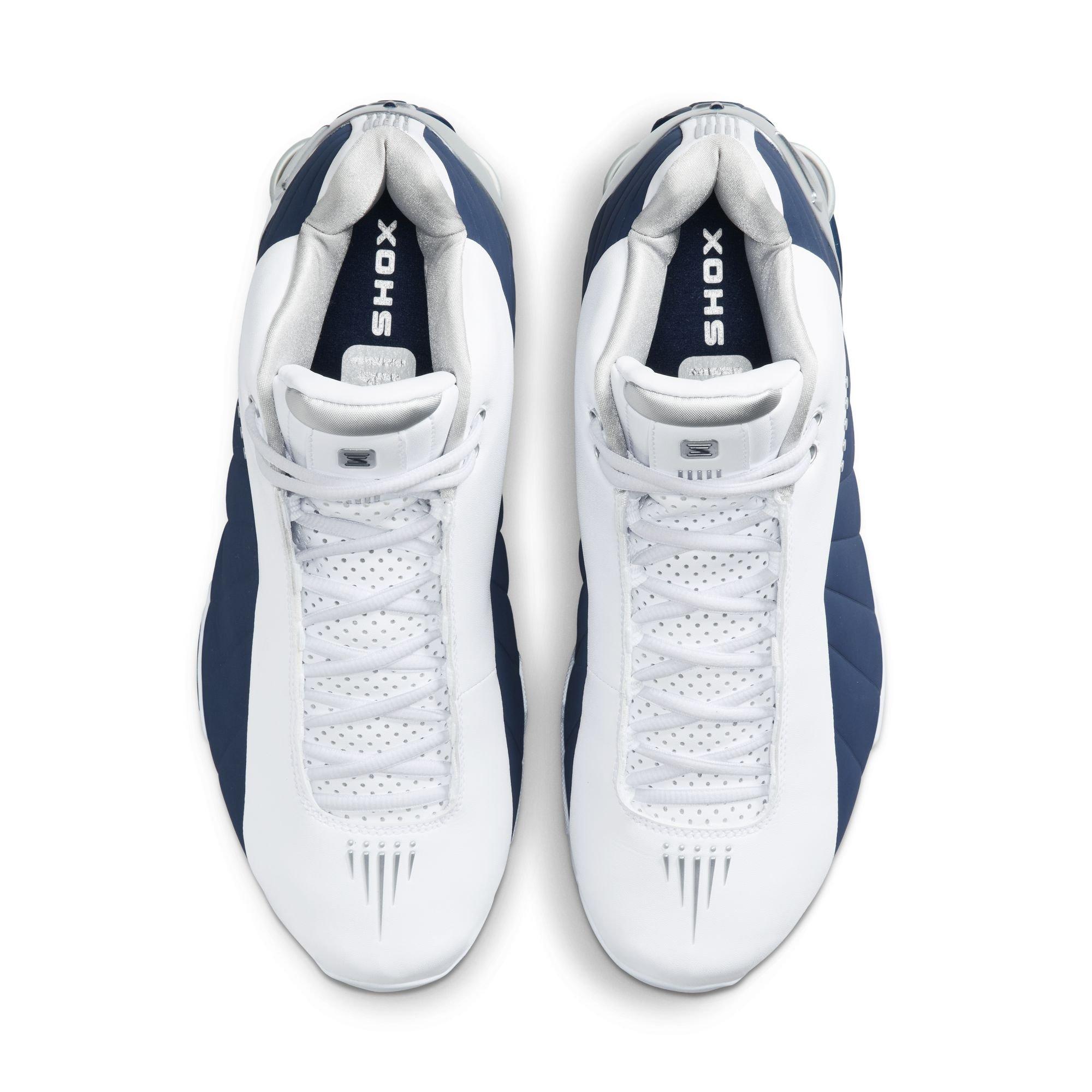 Nike Shox BB4 "Dunk of Death" Men's Basketball Shoe - WHITE/MIDNIGHT NAVY/METALLIC SILVER Thumbnail View 11