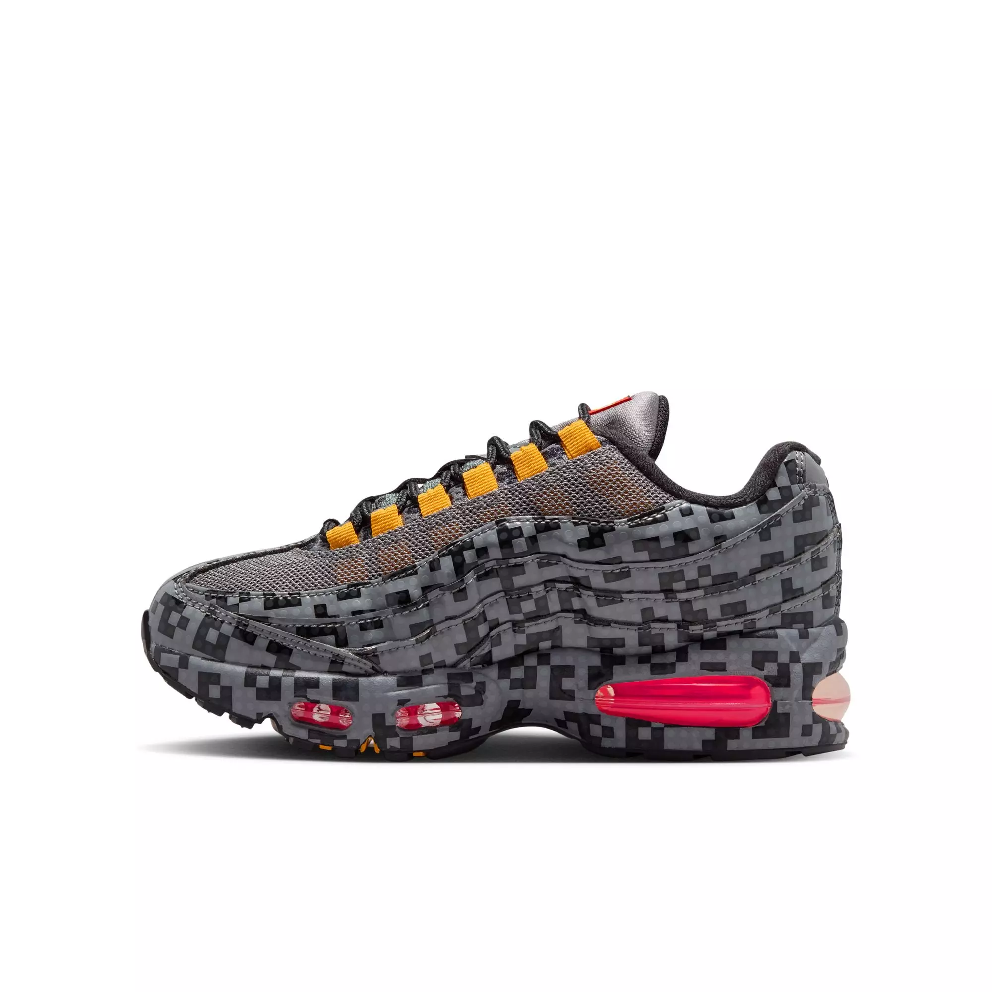 Nike Air Max 95 x LEGO Collection "Pixel Camo" Grade School Kids' Shoe - SMOKE GREY/METALLIC SILVER/BLACK