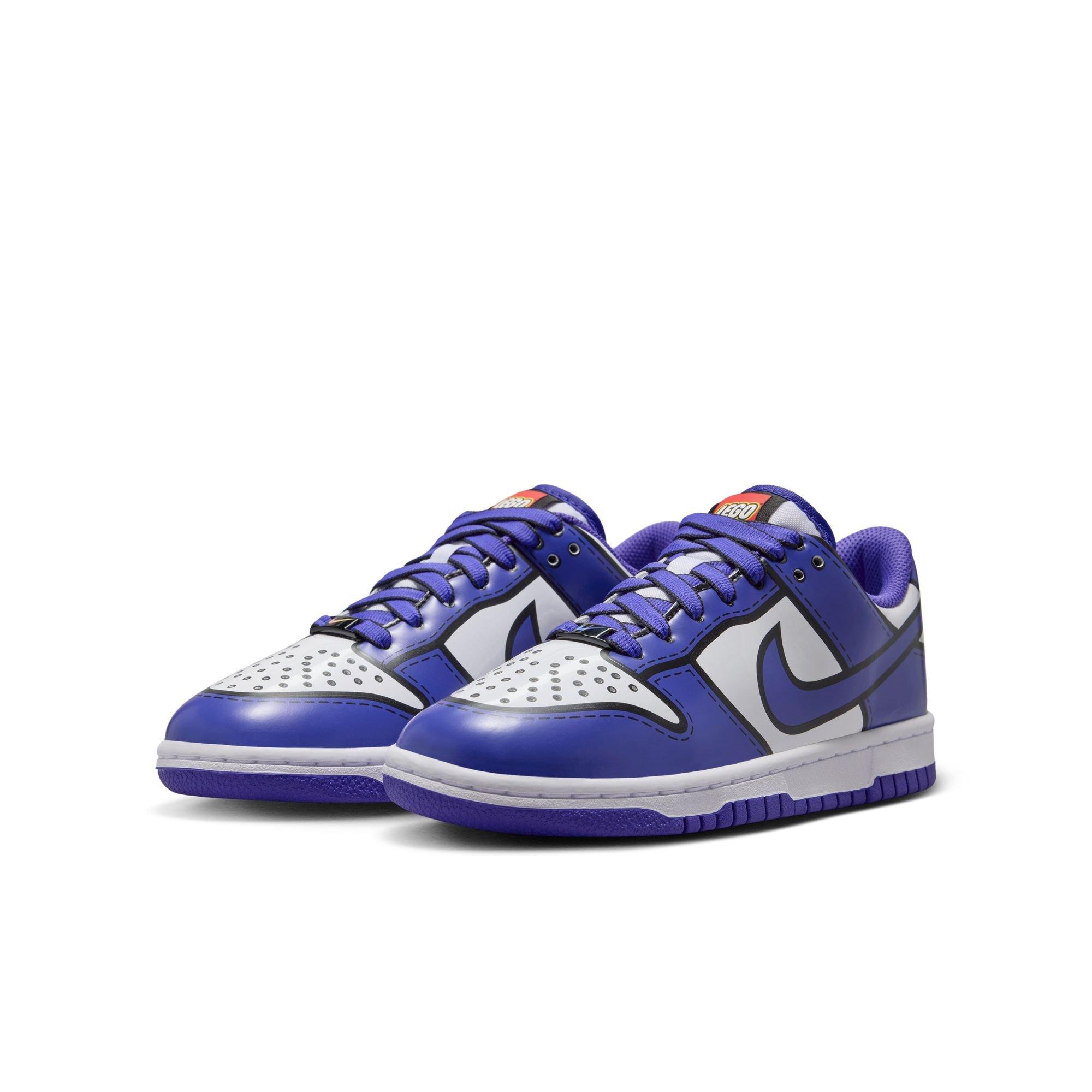 Nike Dunk Low x LEGO Collection "Bright Concord" Grade School Kids' Shoe - WHITE/BRIGHT CONCORD/RUSH RED Thumbnail View 4