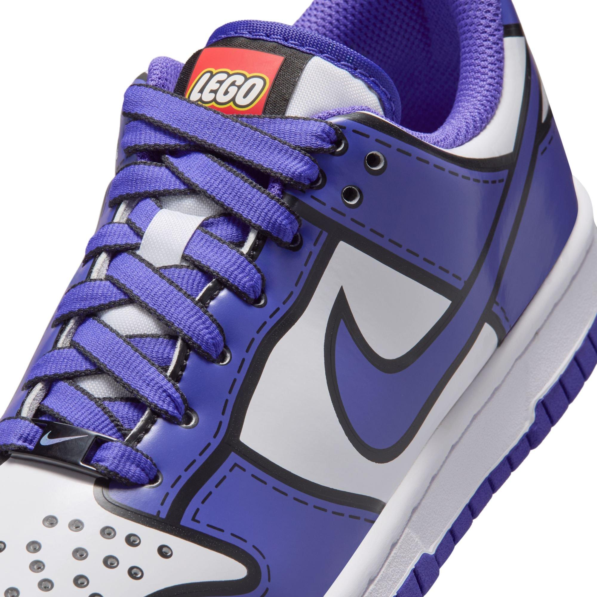 Nike Dunk Low x LEGO Collection "Bright Concord" Grade School Kids' Shoe - WHITE/BRIGHT CONCORD/RUSH RED Thumbnail View 6