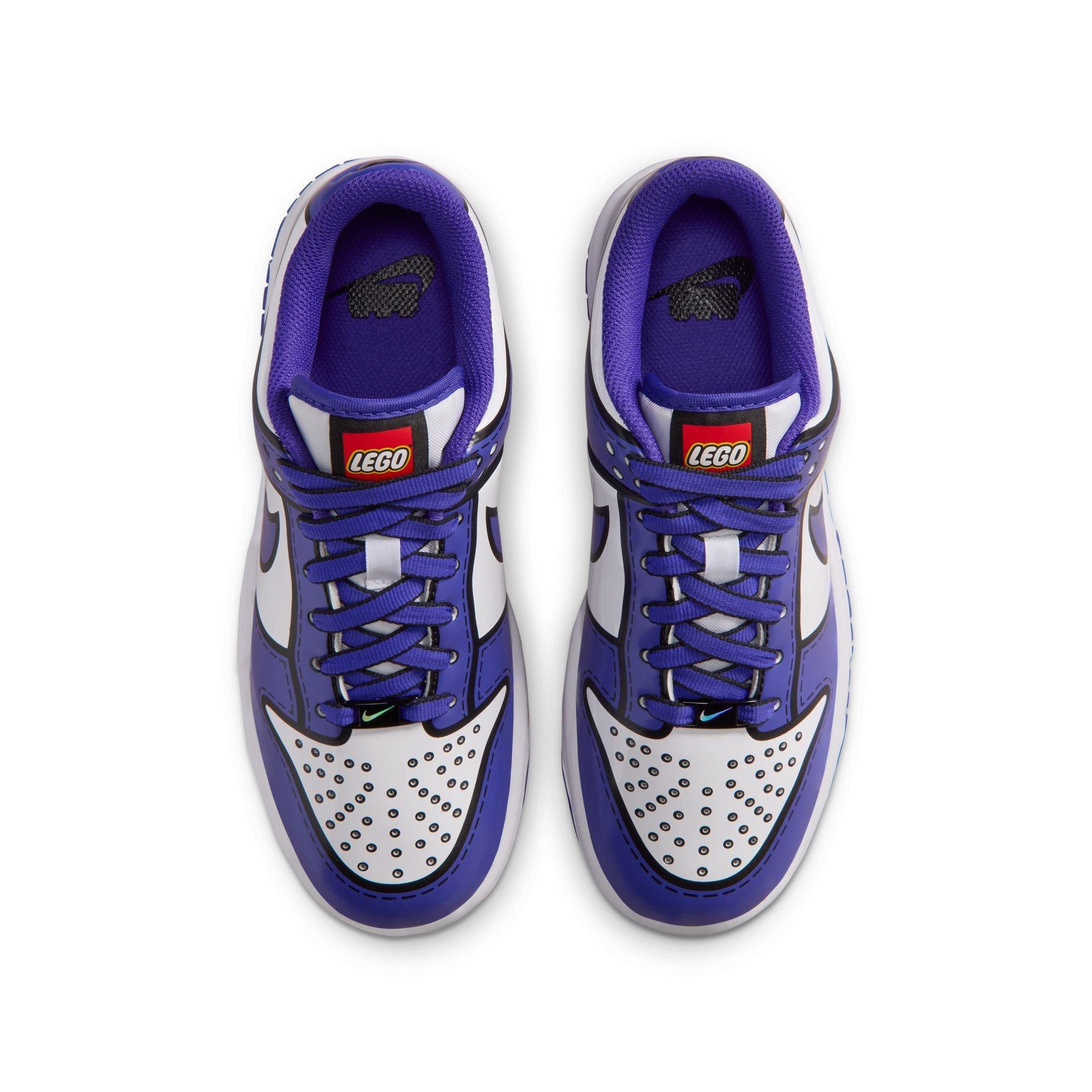 Nike Dunk Low x LEGO Collection "Bright Concord" Grade School Kids' Shoe - WHITE/BRIGHT CONCORD/RUSH RED Thumbnail View 8