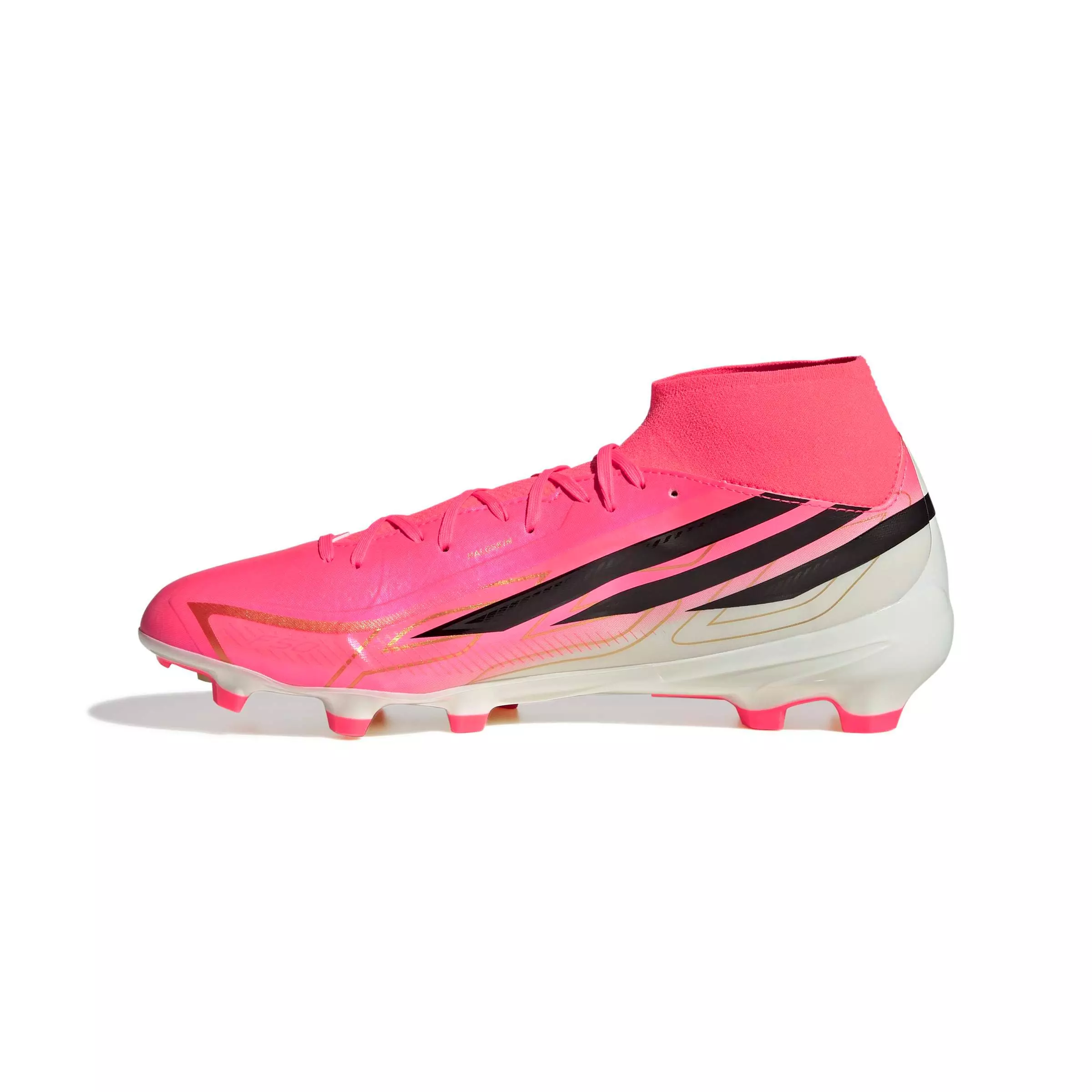 adidas F50 HyperFast League Mid FG "World Cup" Men's Soccer Cleat - SOLAR TURBO/CORE BLACK/GOLD METALLIC