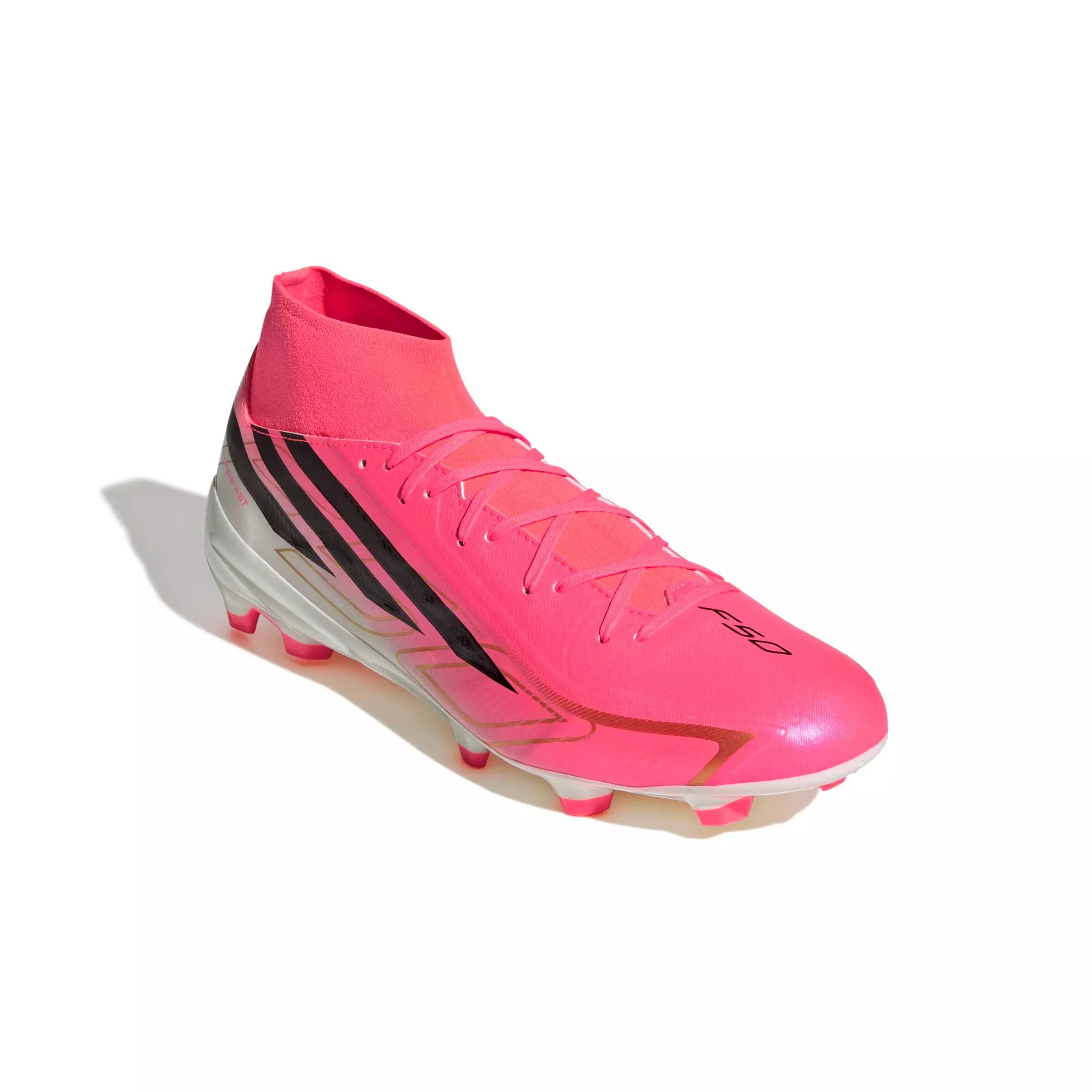 adidas F50 HyperFast League Mid FG "World Cup" Men's Soccer Cleat - SOLAR TURBO/CORE BLACK/GOLD METALLIC