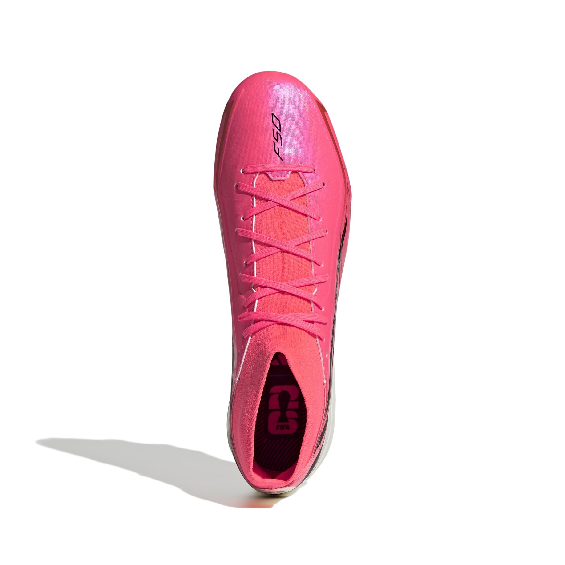 adidas F50 HyperFast League Mid FG "World Cup" Men's Soccer Cleat - SOLAR TURBO/CORE BLACK/GOLD METALLIC Thumbnail View 5