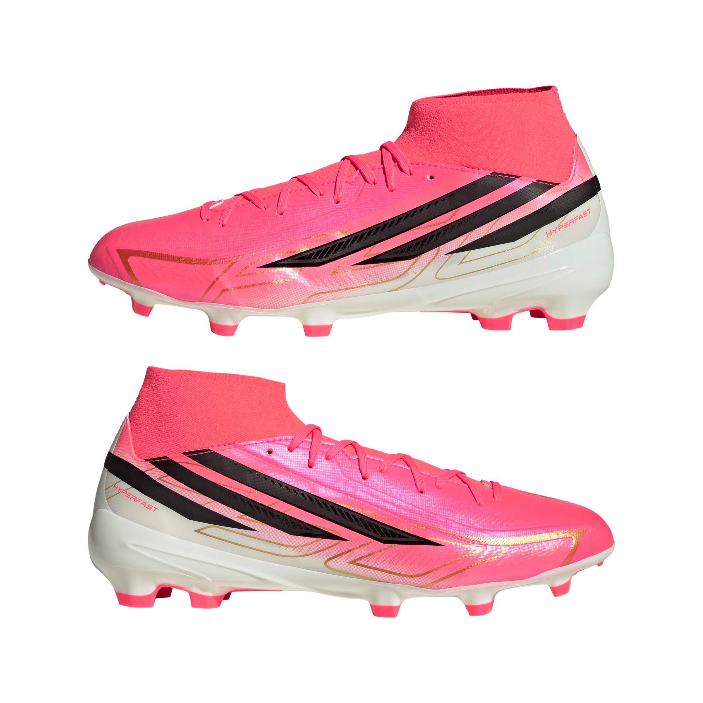 adidas F50 HyperFast League Mid FG "World Cup" Men's Soccer Cleat - SOLAR TURBO/CORE BLACK/GOLD METALLIC Thumbnail View 10