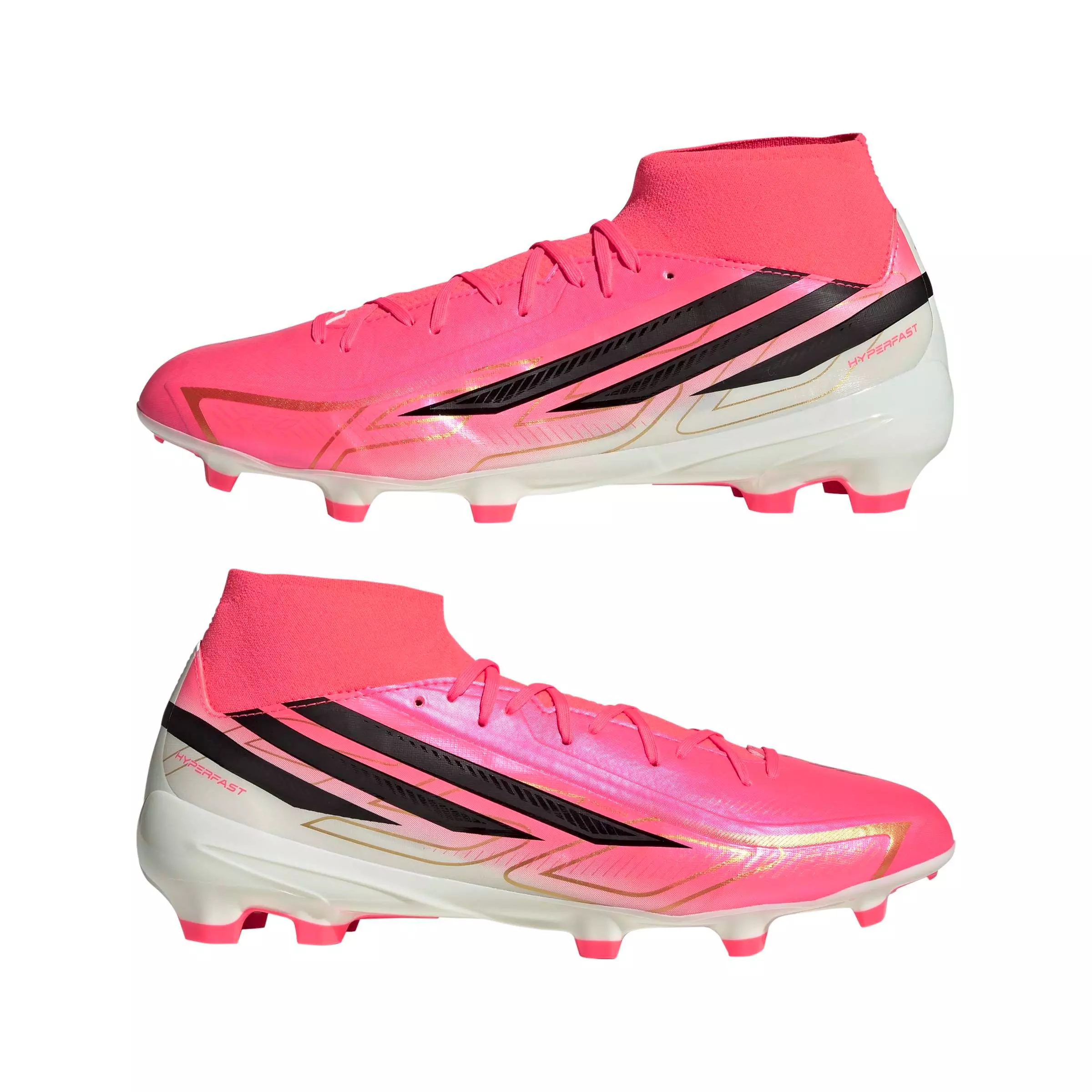 adidas F50 HyperFast League Mid FG "World Cup" Men's Soccer Cleat - SOLAR TURBO/CORE BLACK/GOLD METALLIC