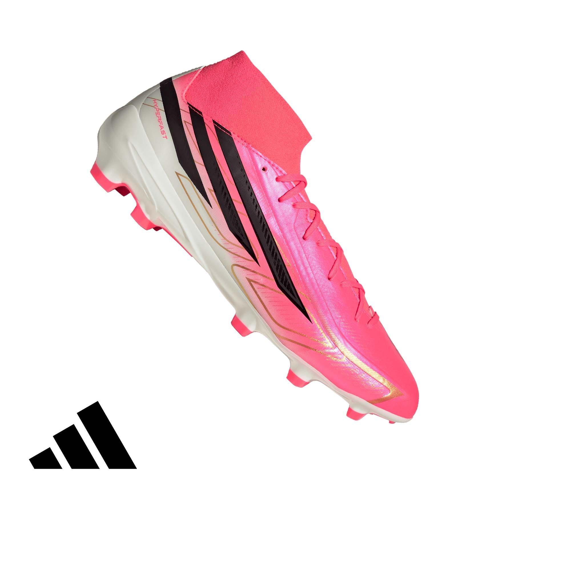 adidas F50 HyperFast League Mid FG "World Cup" Men's Soccer Cleat - SOLAR TURBO/CORE BLACK/GOLD METALLIC Thumbnail View 1