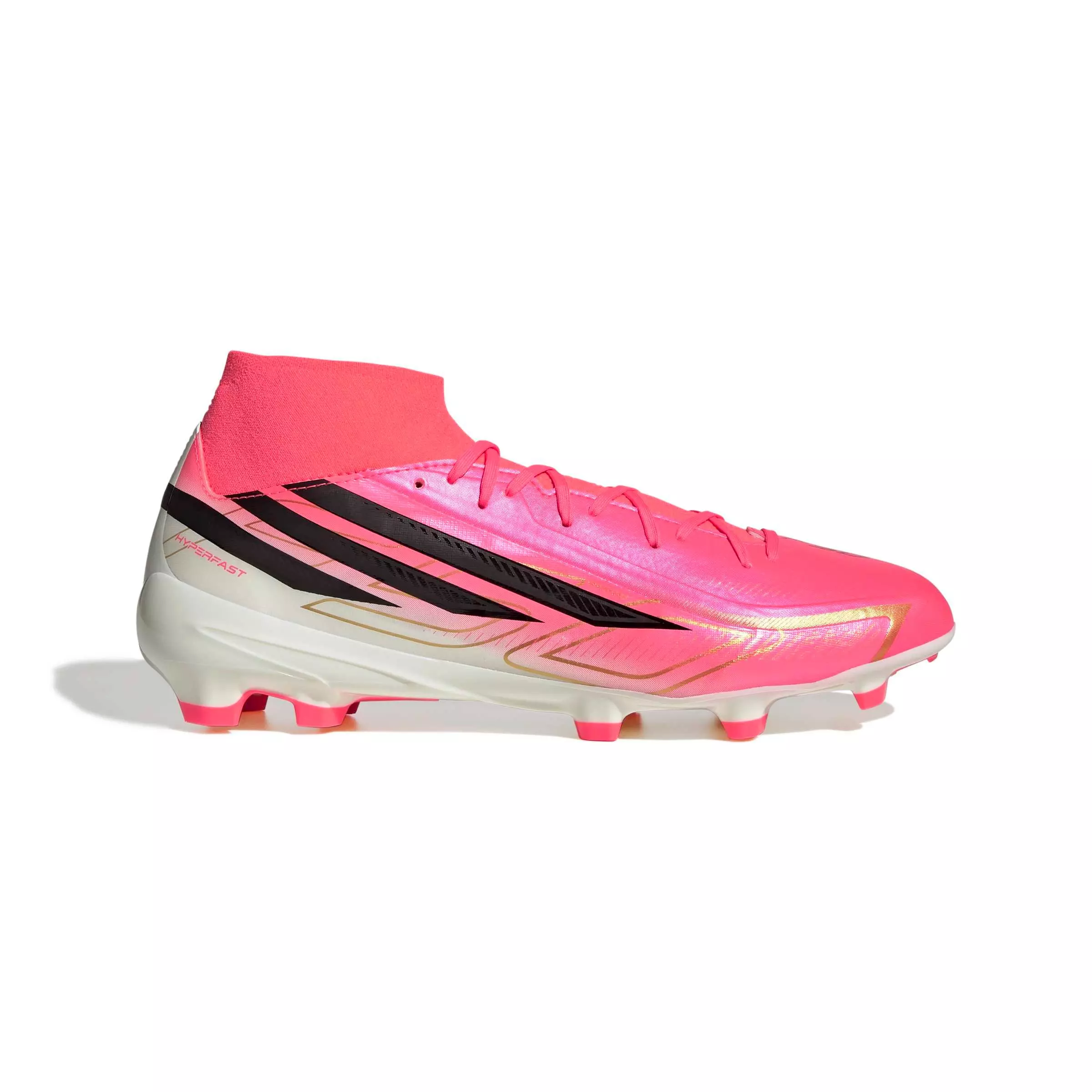 adidas F50 HyperFast League Mid FG "World Cup" Men's Soccer Cleat - SOLAR TURBO/CORE BLACK/GOLD METALLIC
