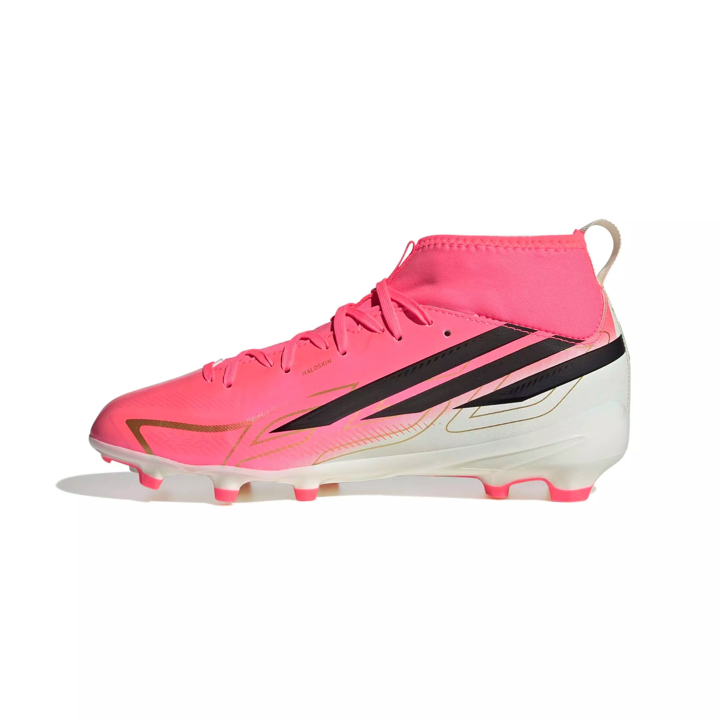 adidas F50 HyperFast League Mid FG "World Cup" Grade School Kids' Soccer Cleat - SOLAR TURBO/CORE BLACK/GOLD METALLIC