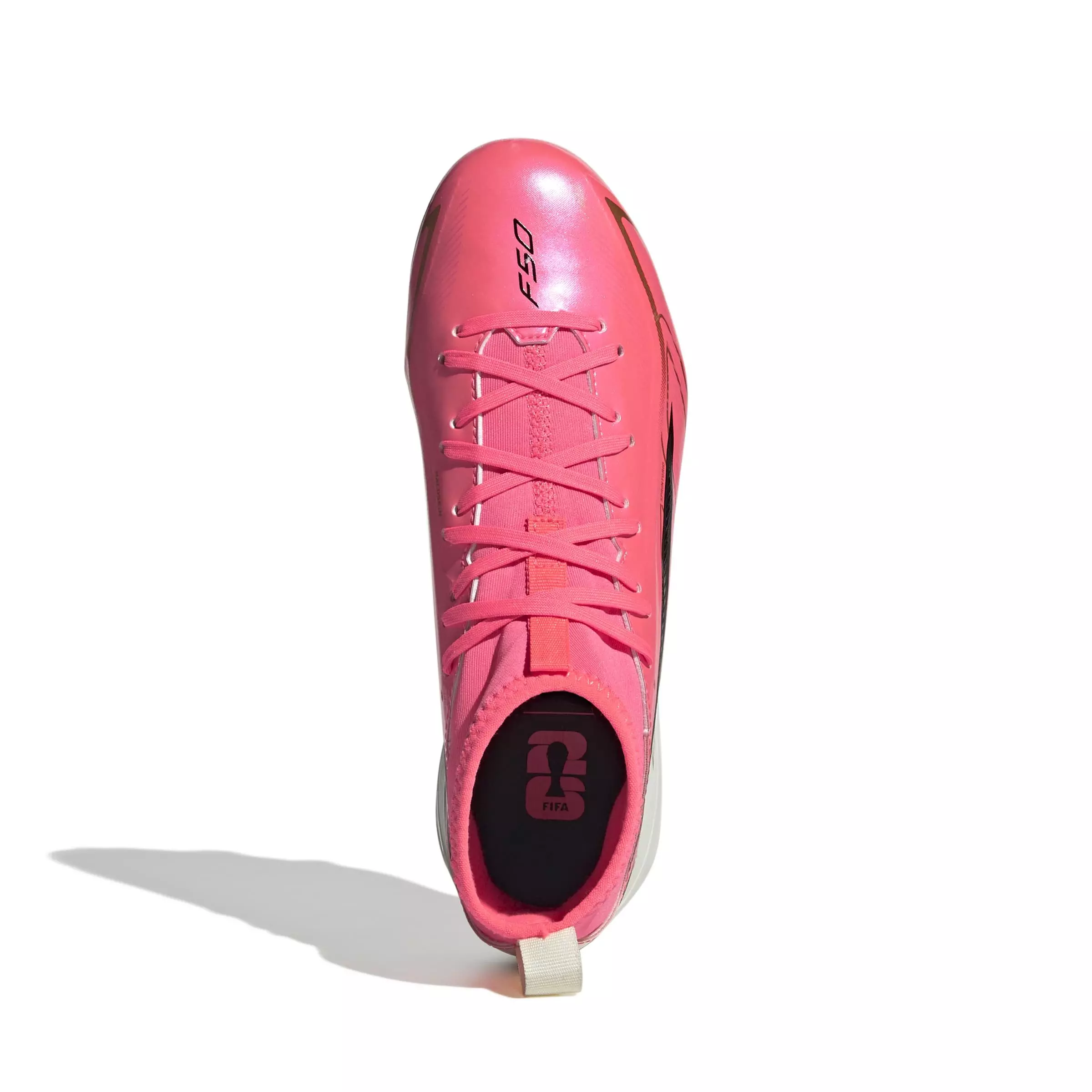 adidas F50 HyperFast League Mid FG "World Cup" Grade School Kids' Soccer Cleat - SOLAR TURBO/CORE BLACK/GOLD METALLIC
