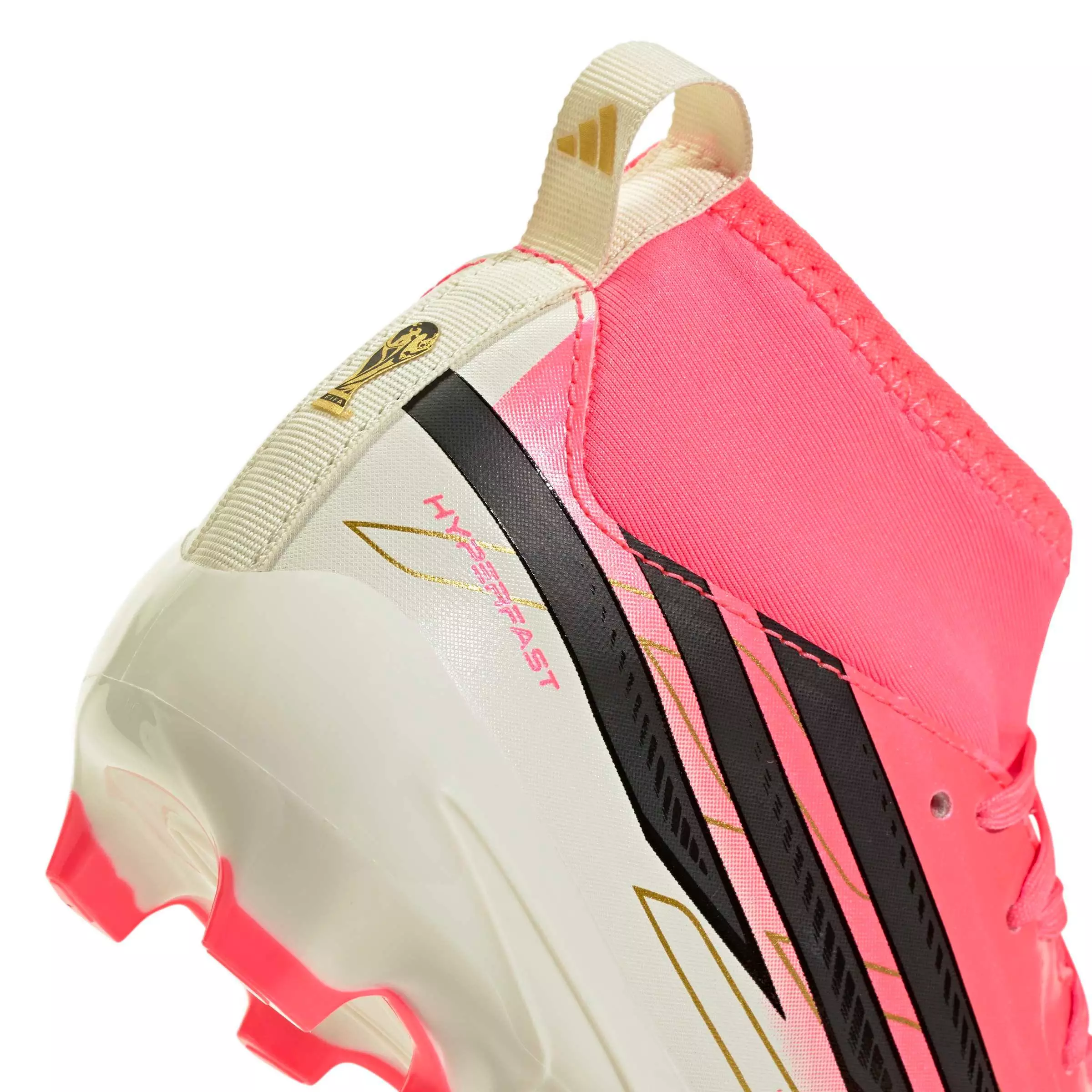 adidas F50 HyperFast League Mid FG "World Cup" Grade School Kids' Soccer Cleat - SOLAR TURBO/CORE BLACK/GOLD METALLIC