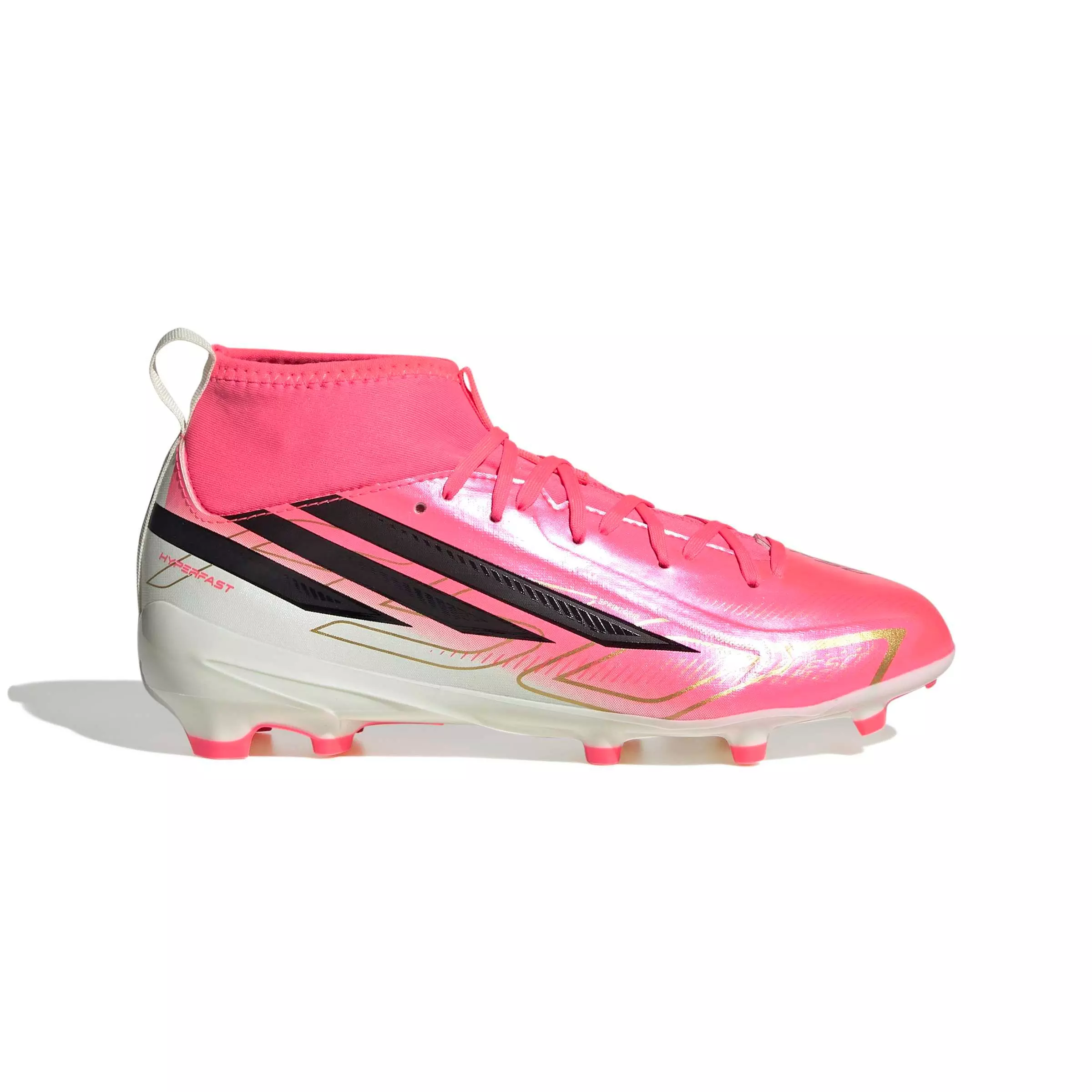adidas F50 HyperFast League Mid FG "World Cup" Grade School Kids' Soccer Cleat - SOLAR TURBO/CORE BLACK/GOLD METALLIC