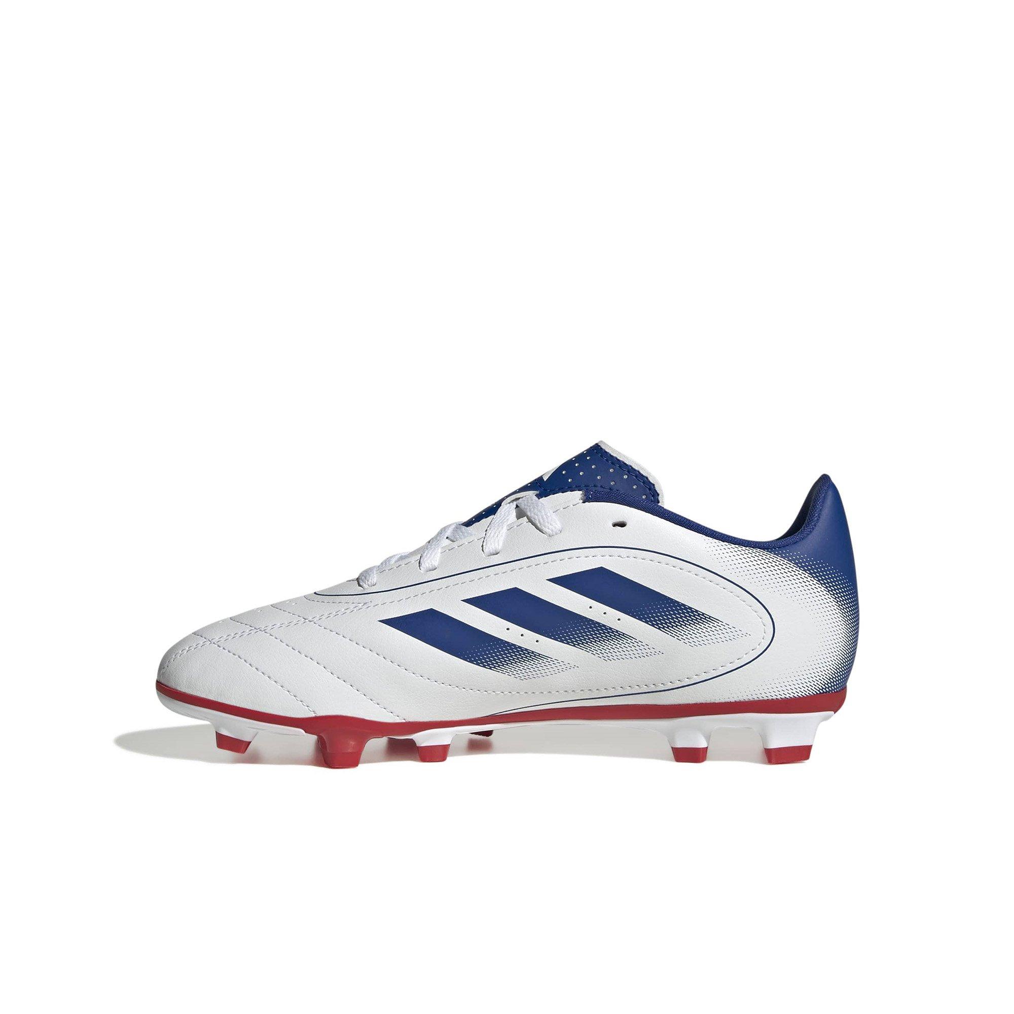 adidas Goletto IX FG/MG "White/Team Royal Blue/Scarlet" Preschool Kids' Soccer Cleat - WHITE/RED/BLUE