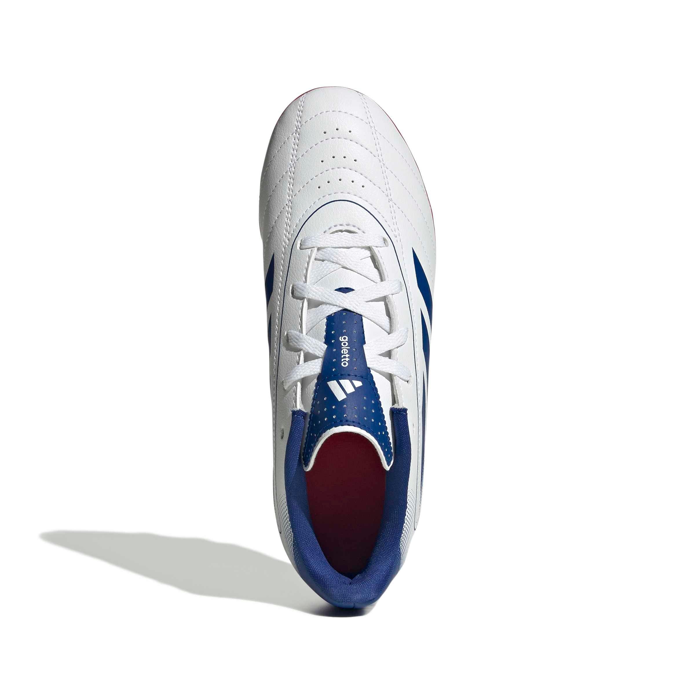 adidas Goletto IX FG/MG "White/Team Royal Blue/Scarlet" Preschool Kids' Soccer Cleat - WHITE/RED/BLUE
