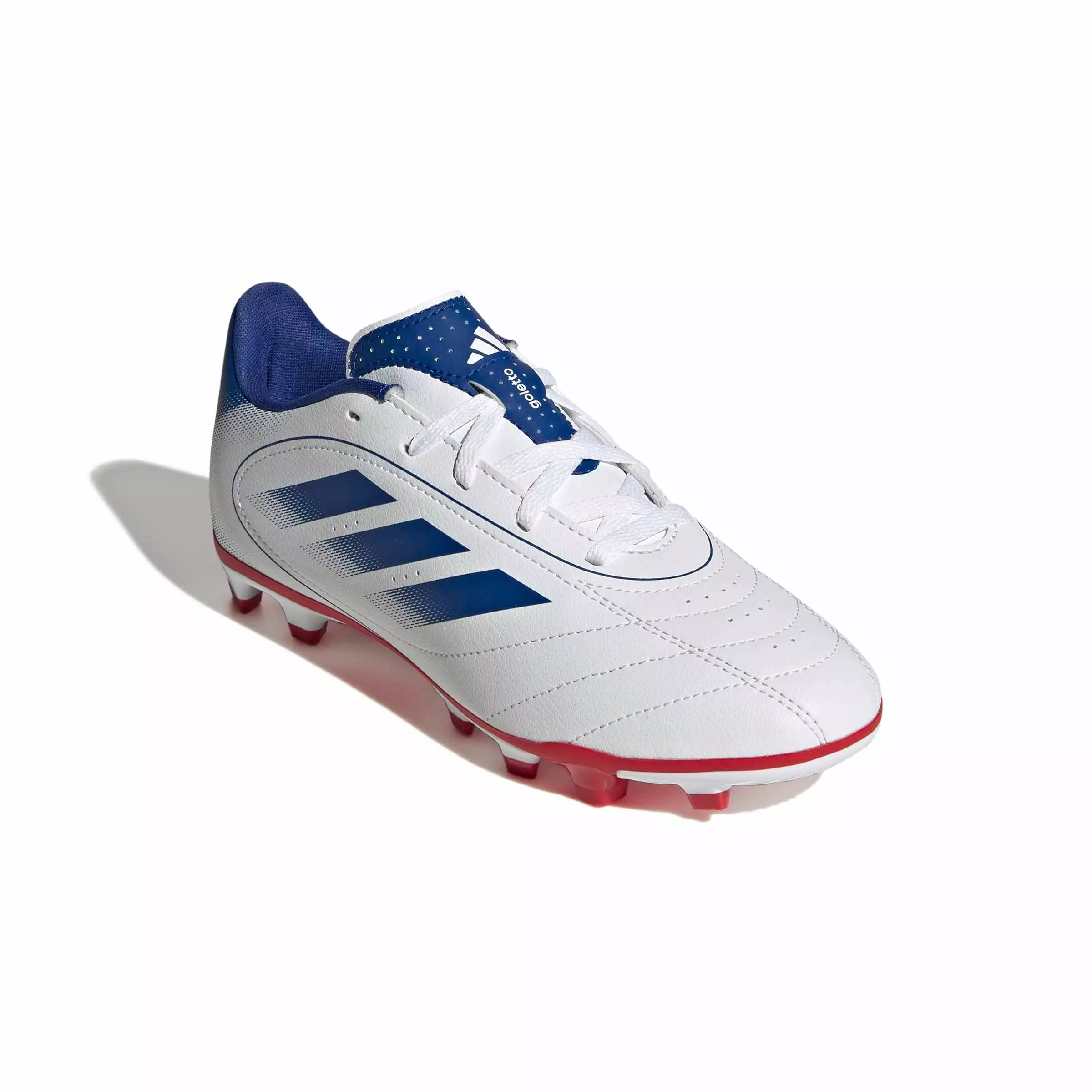 adidas Goletto IX FG/MG "White/Team Royal Blue/Scarlet" Preschool Kids' Soccer Cleat - WHITE/RED/BLUE