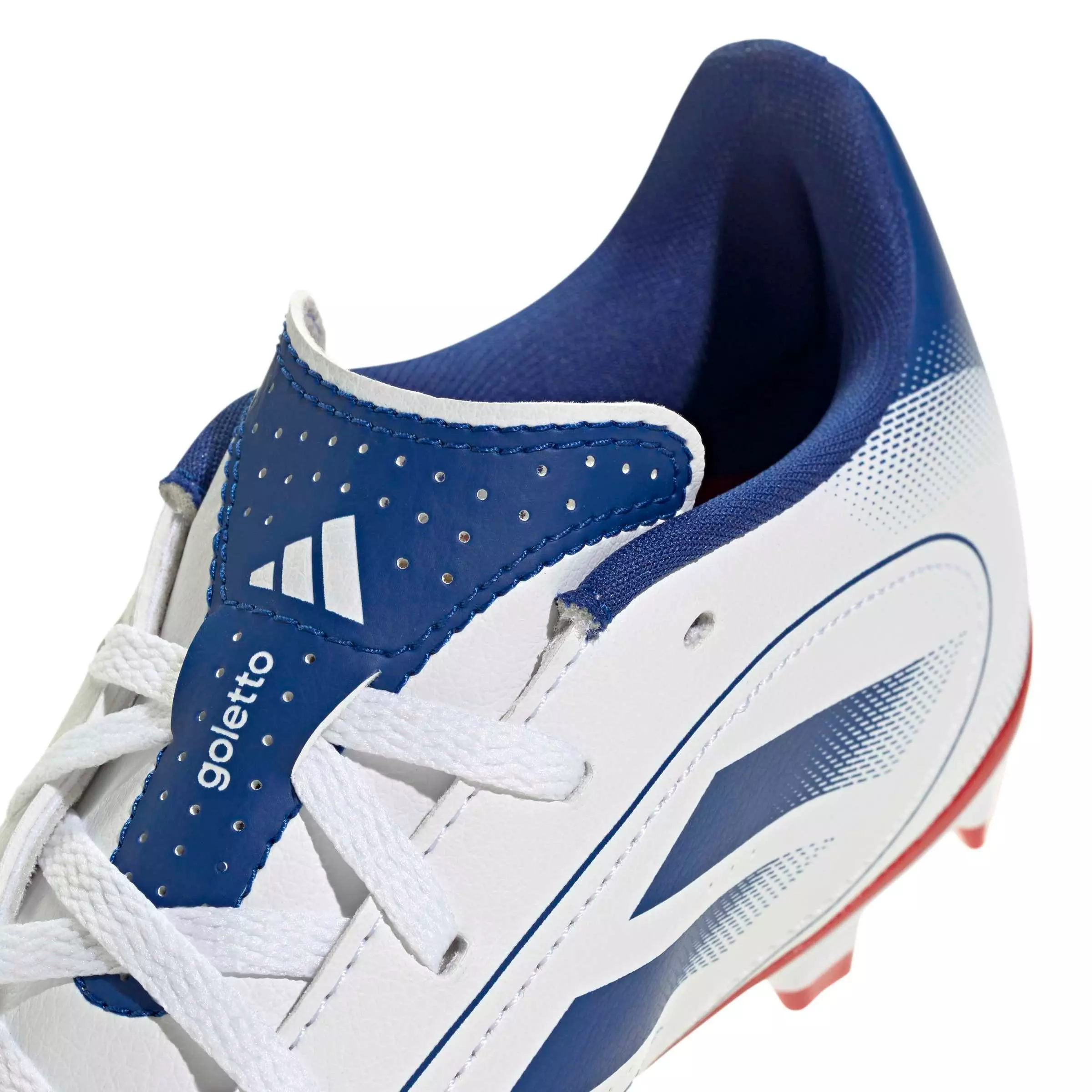 adidas Goletto IX FG/MG "White/Team Royal Blue/Scarlet" Preschool Kids' Soccer Cleat - WHITE/RED/BLUE