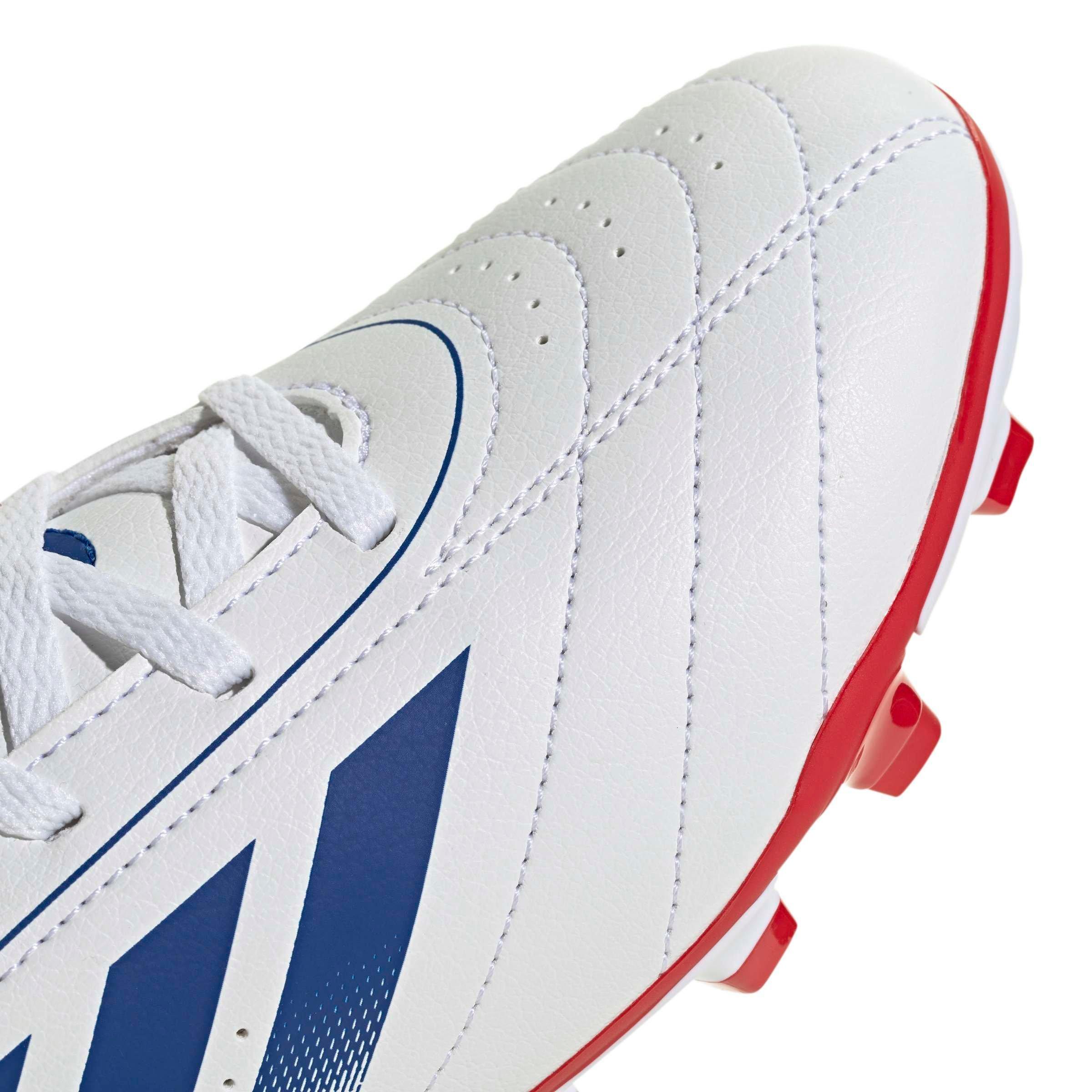 adidas Goletto IX FG/MG "White/Team Royal Blue/Scarlet" Preschool Kids' Soccer Cleat - WHITE/RED/BLUE
