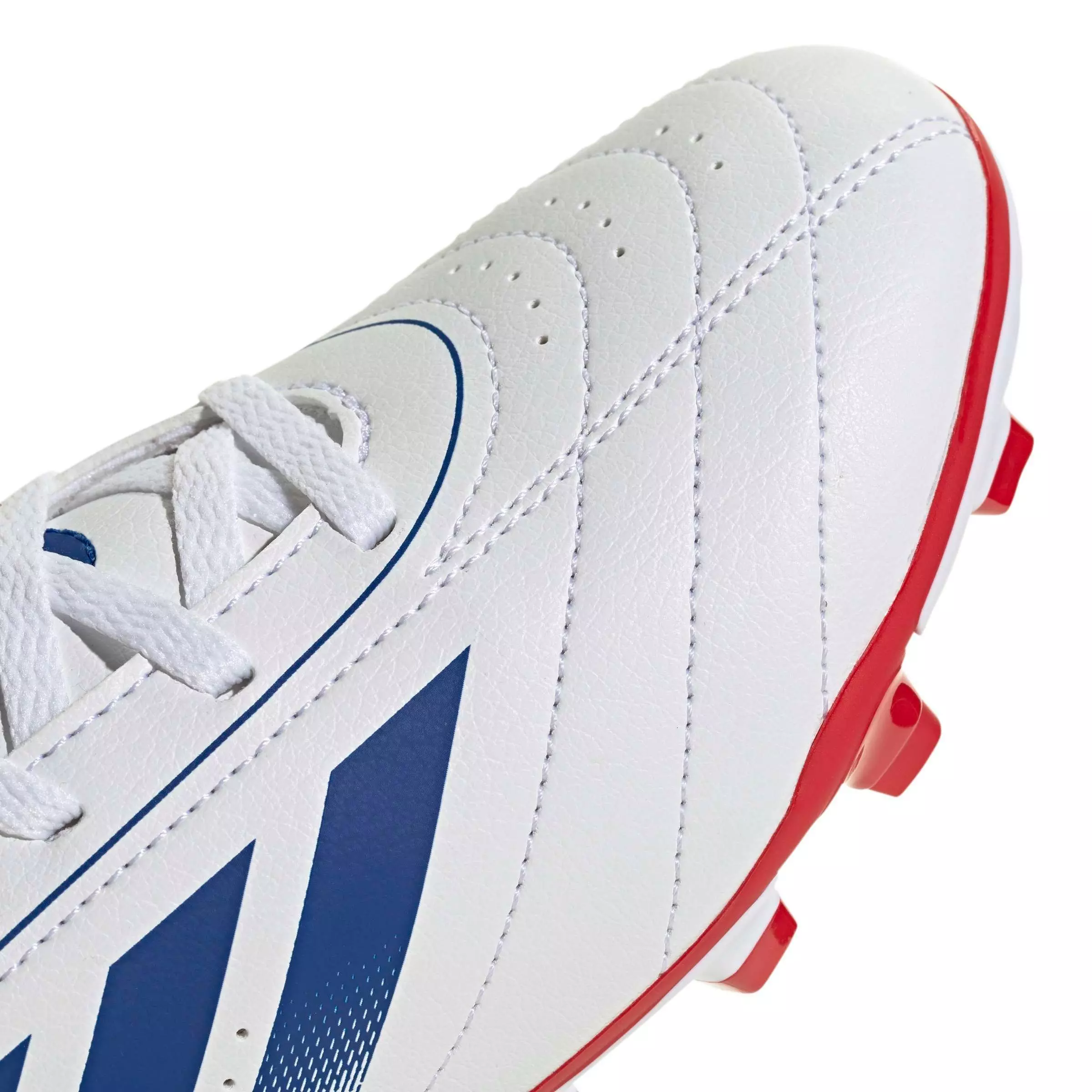 adidas Goletto IX FG/MG "White/Team Royal Blue/Scarlet" Preschool Kids' Soccer Cleat - WHITE/RED/BLUE