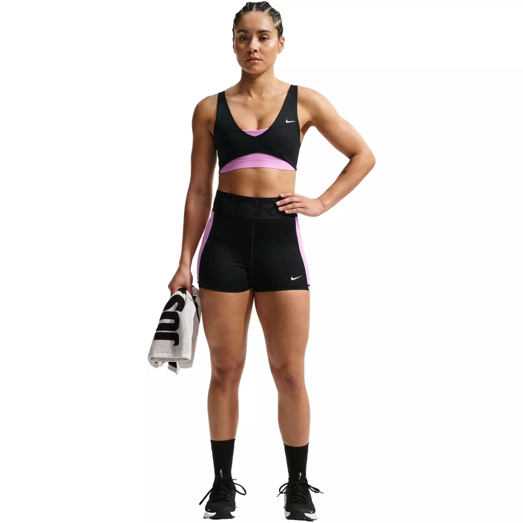 Nike Women's Pro Sculpt Dri-FIT High-Waisted 5" Biker Shorts - BLACK/PINK