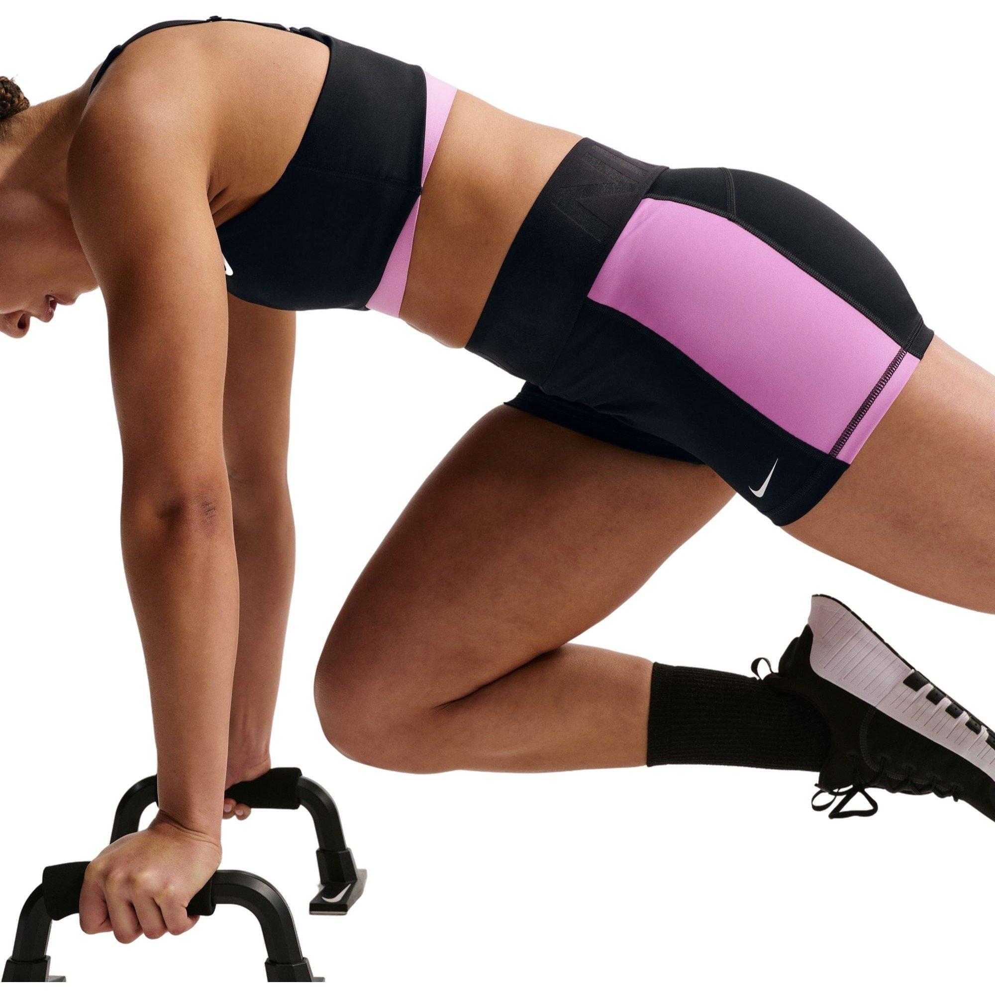 Nike Women's Pro Sculpt Dri-FIT High-Waisted 5" Biker Shorts - BLACK/PINK Thumbnail View 5