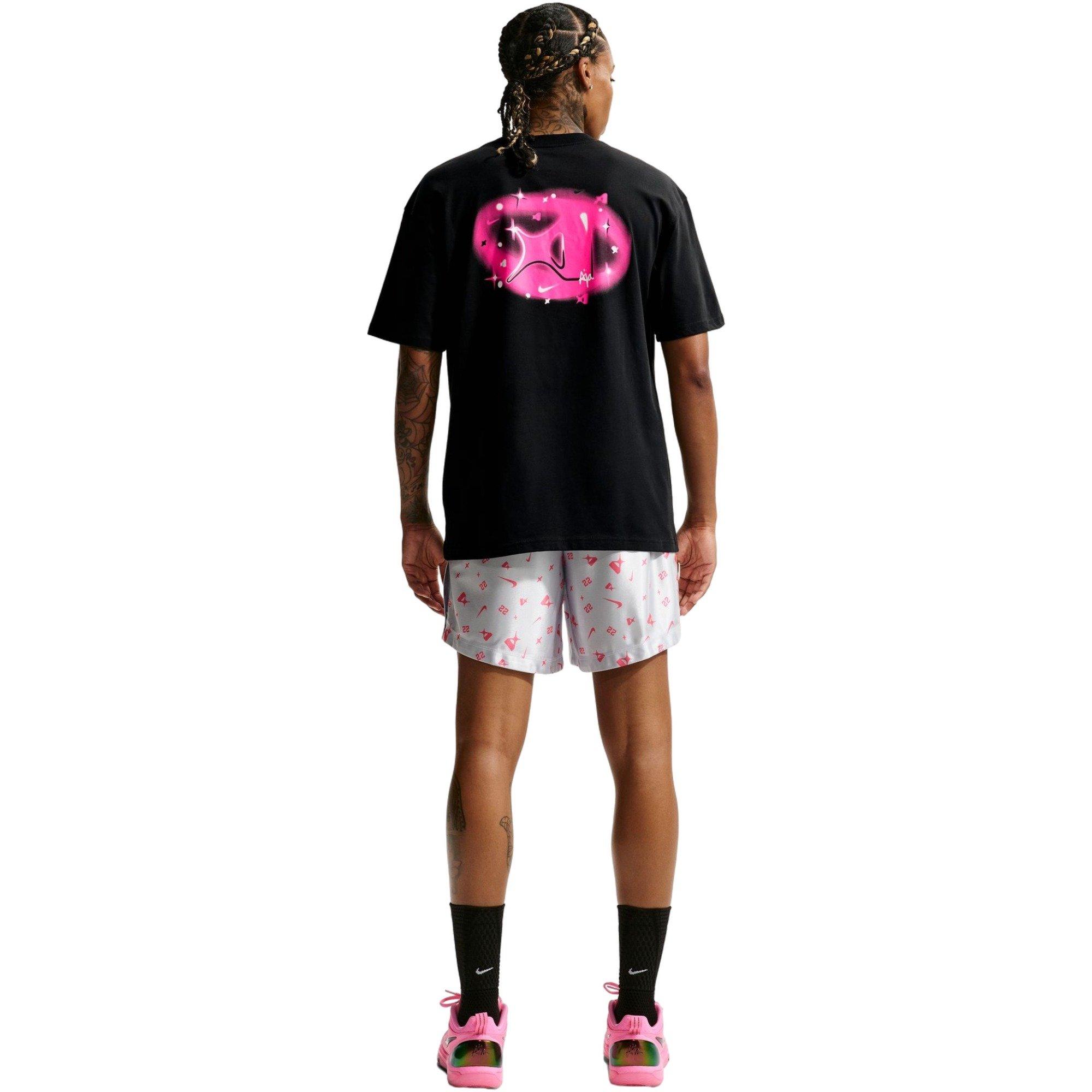 Nike Women's A'ja Dri-FIT Basketball Tee - Black/Pink - BLACK/PINK Thumbnail View 2