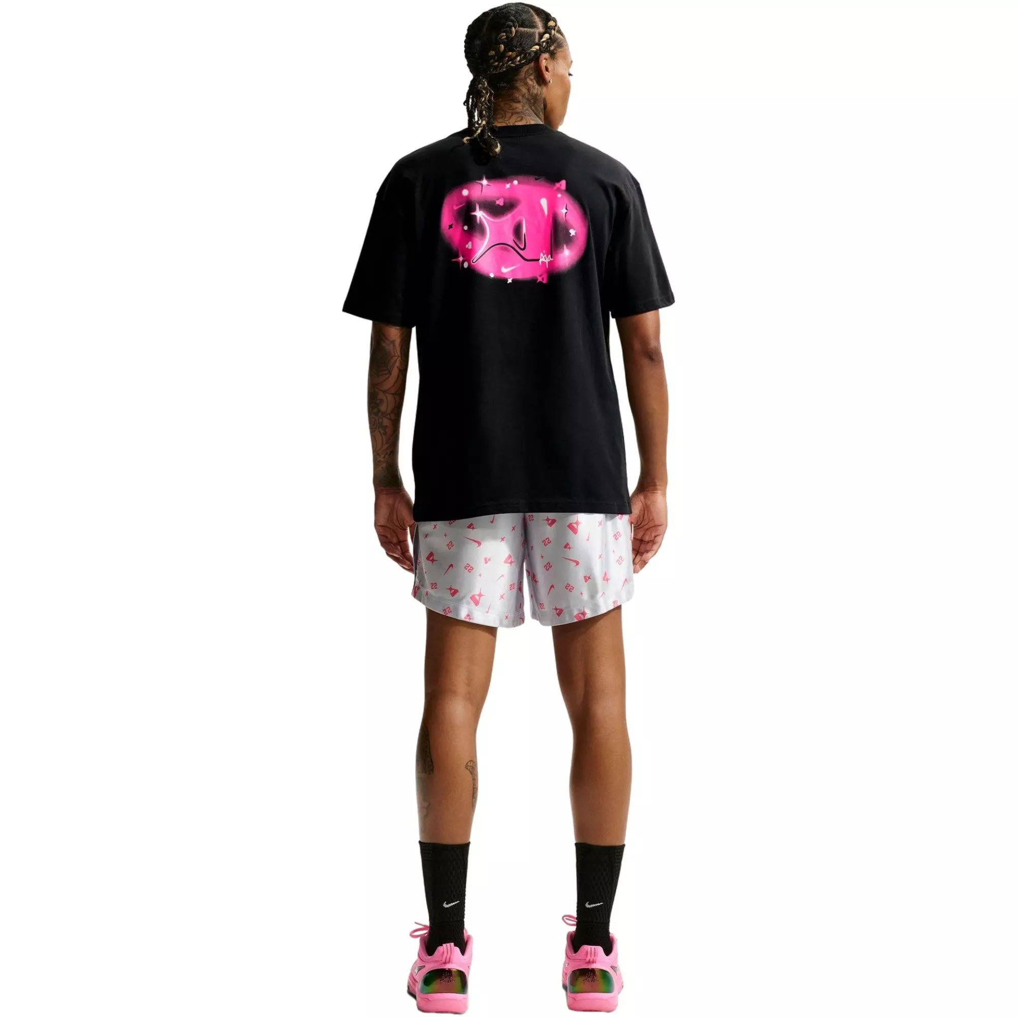 Nike Women's A'ja Dri-FIT Basketball Tee - Black/Pink - BLACK/PINK