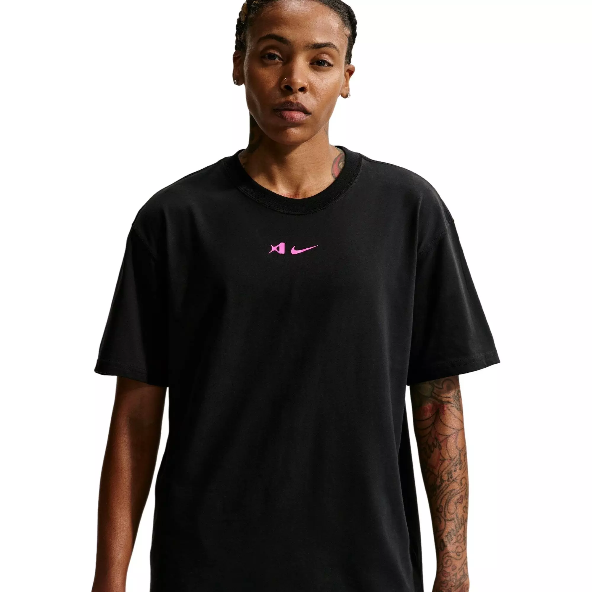 Nike Women's A'ja Dri-FIT Basketball Tee - Black/Pink - BLACK/PINK